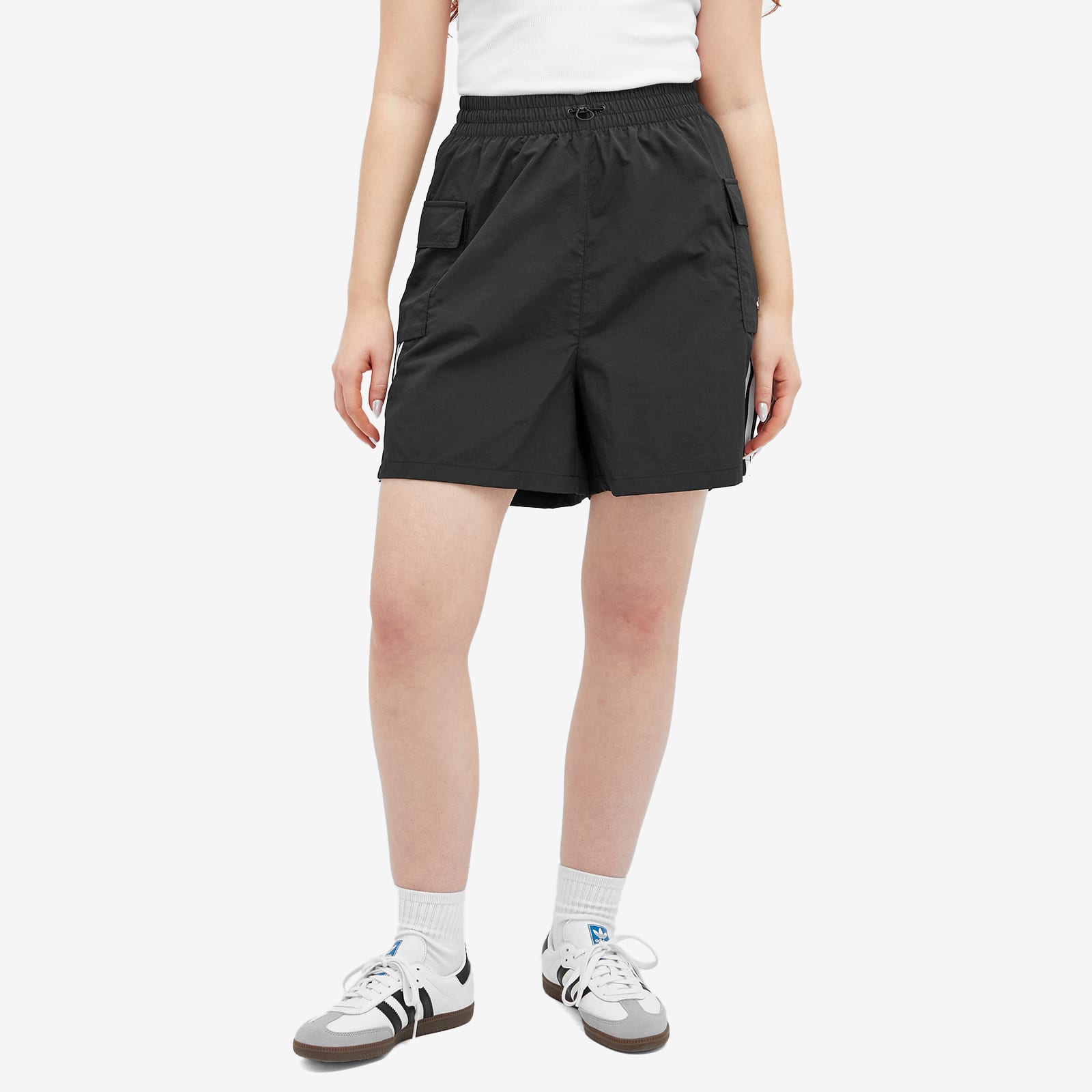 Adidas Originals Three Stripe Cargo Shorts In Black | JH1077