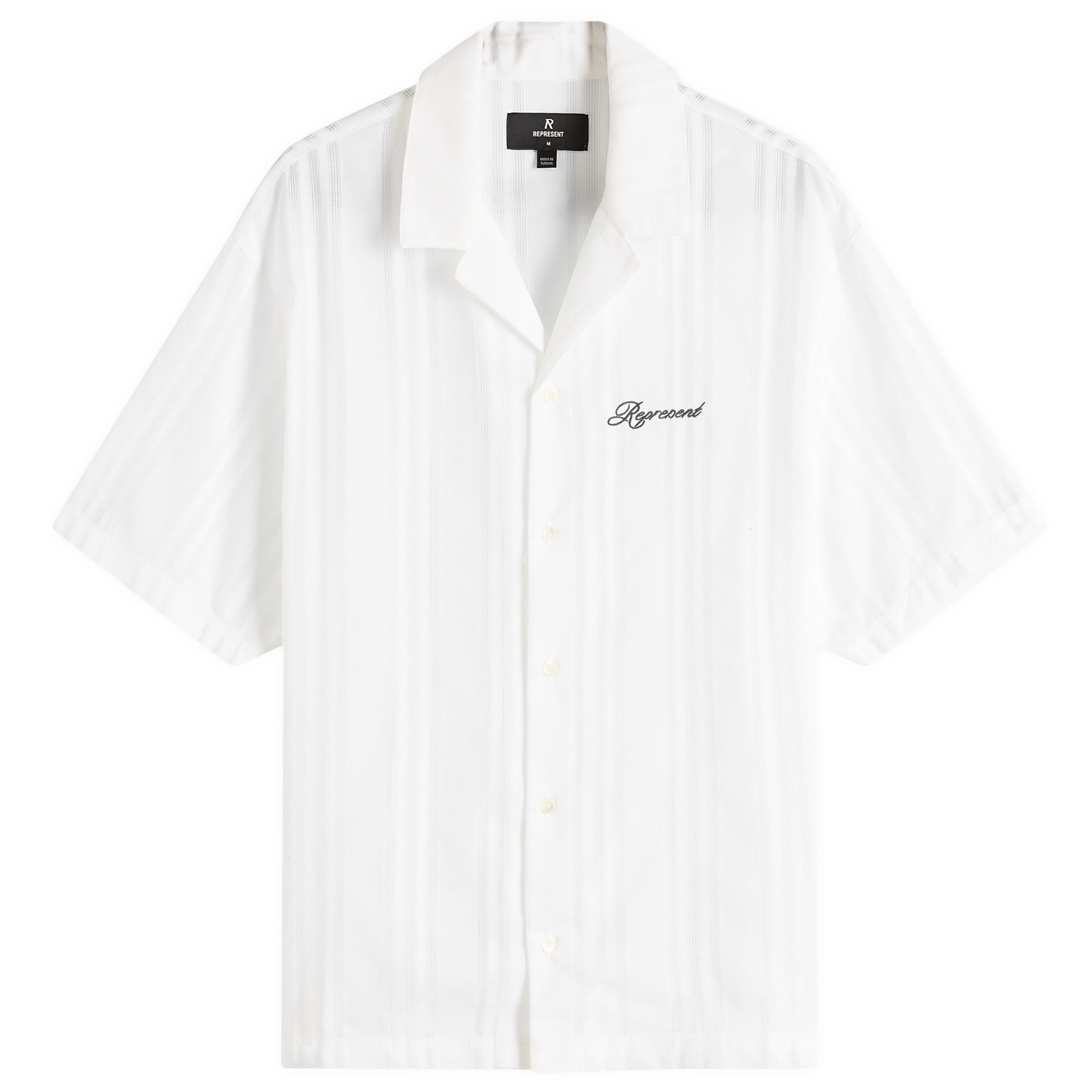 Represent Men's Embroidered Bowling Shirt Antique White