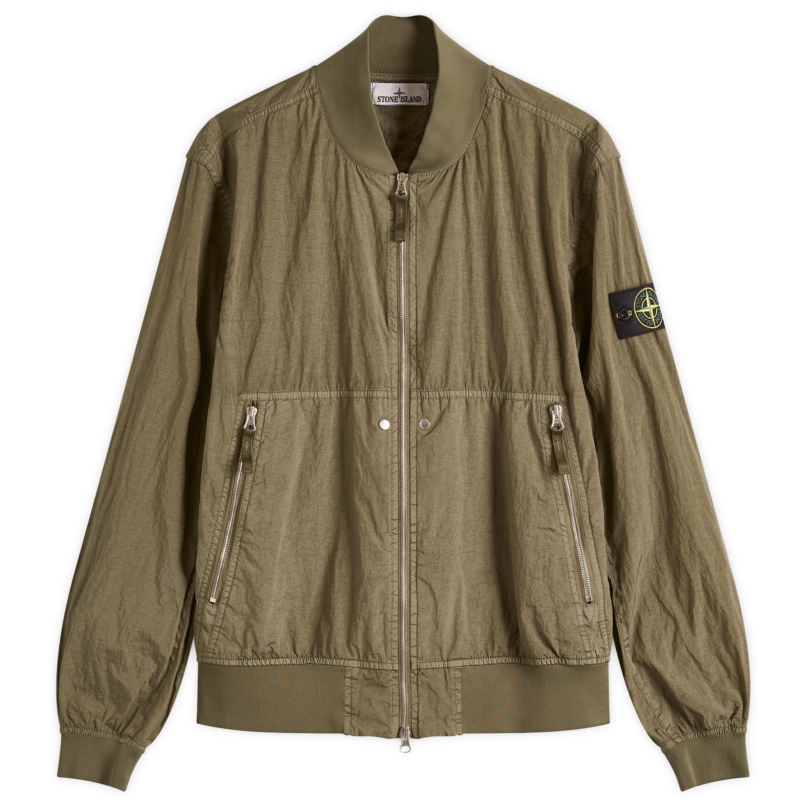 Stone Island Men's Military Green Nylon Metal Watro-Tc Econyl Bomber Jacket