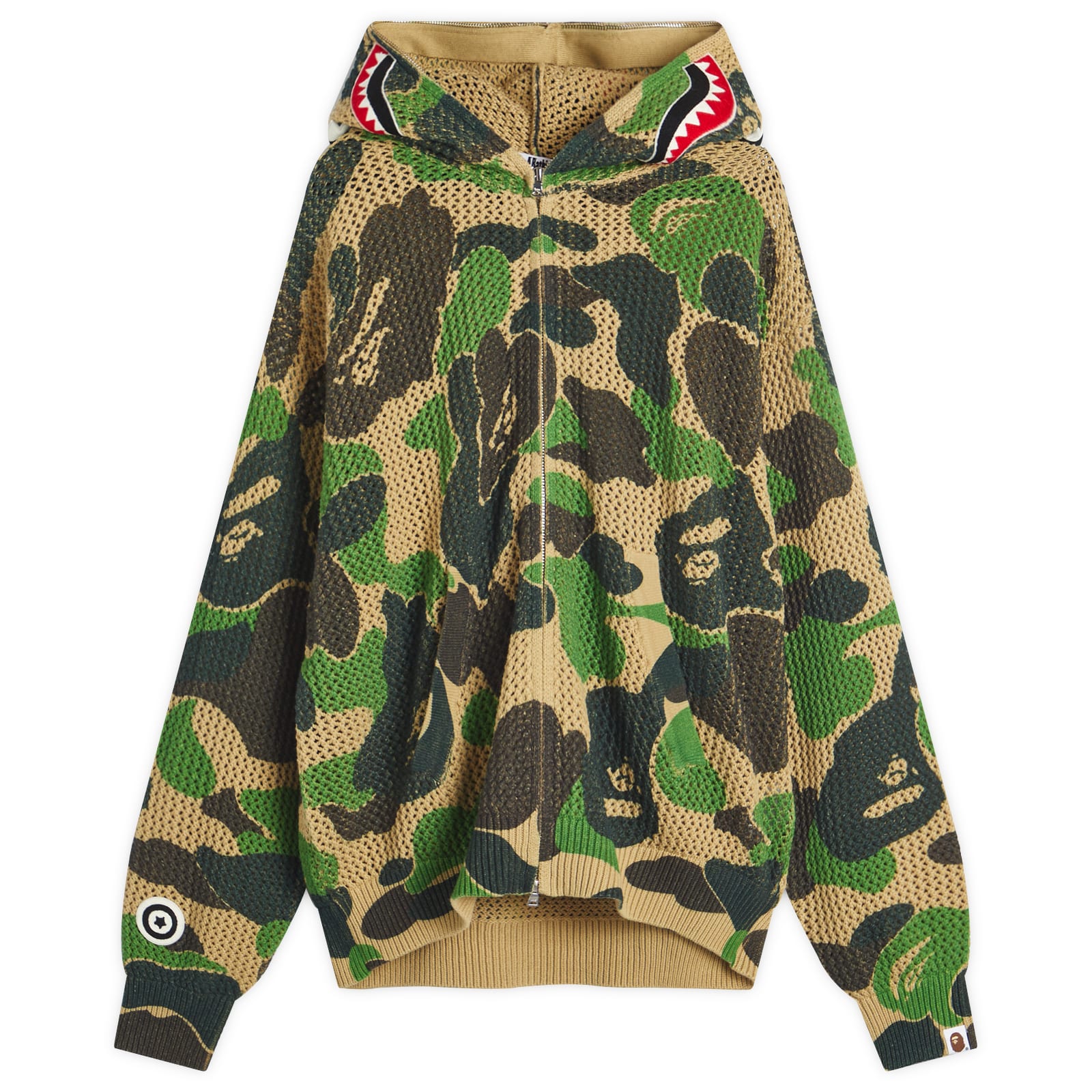 A Bathing Ape Men's Abc Camo Crochet Relaxed Fit Shark Zip Hoodie