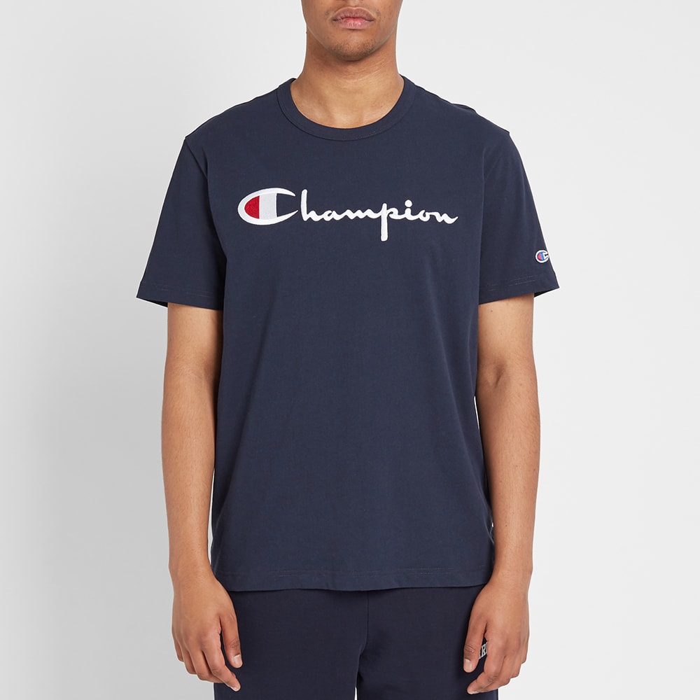 champion reverse weave script logo tee