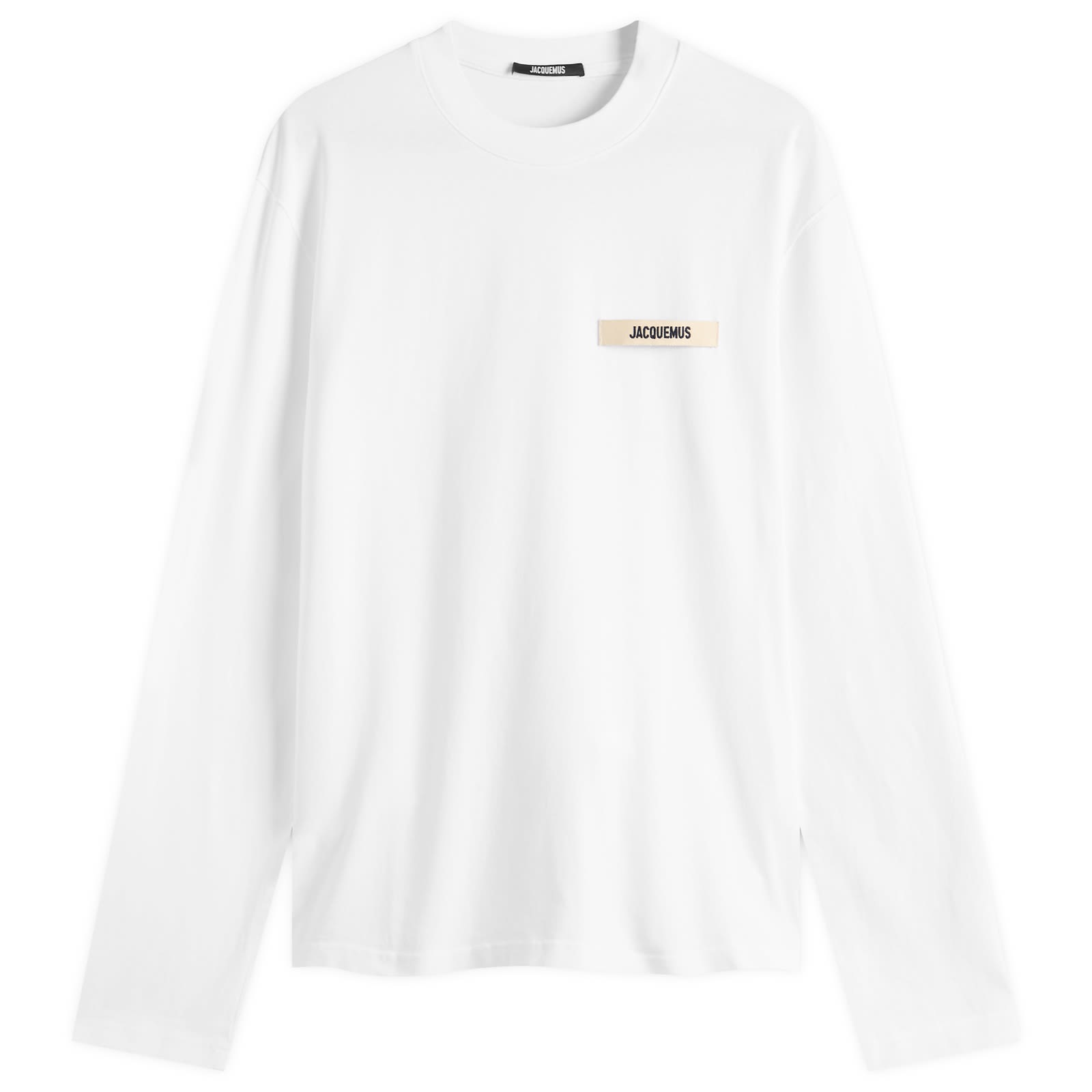 Jacquemus Men's White Grosgrain Logo Long Sleeve T-Shirt