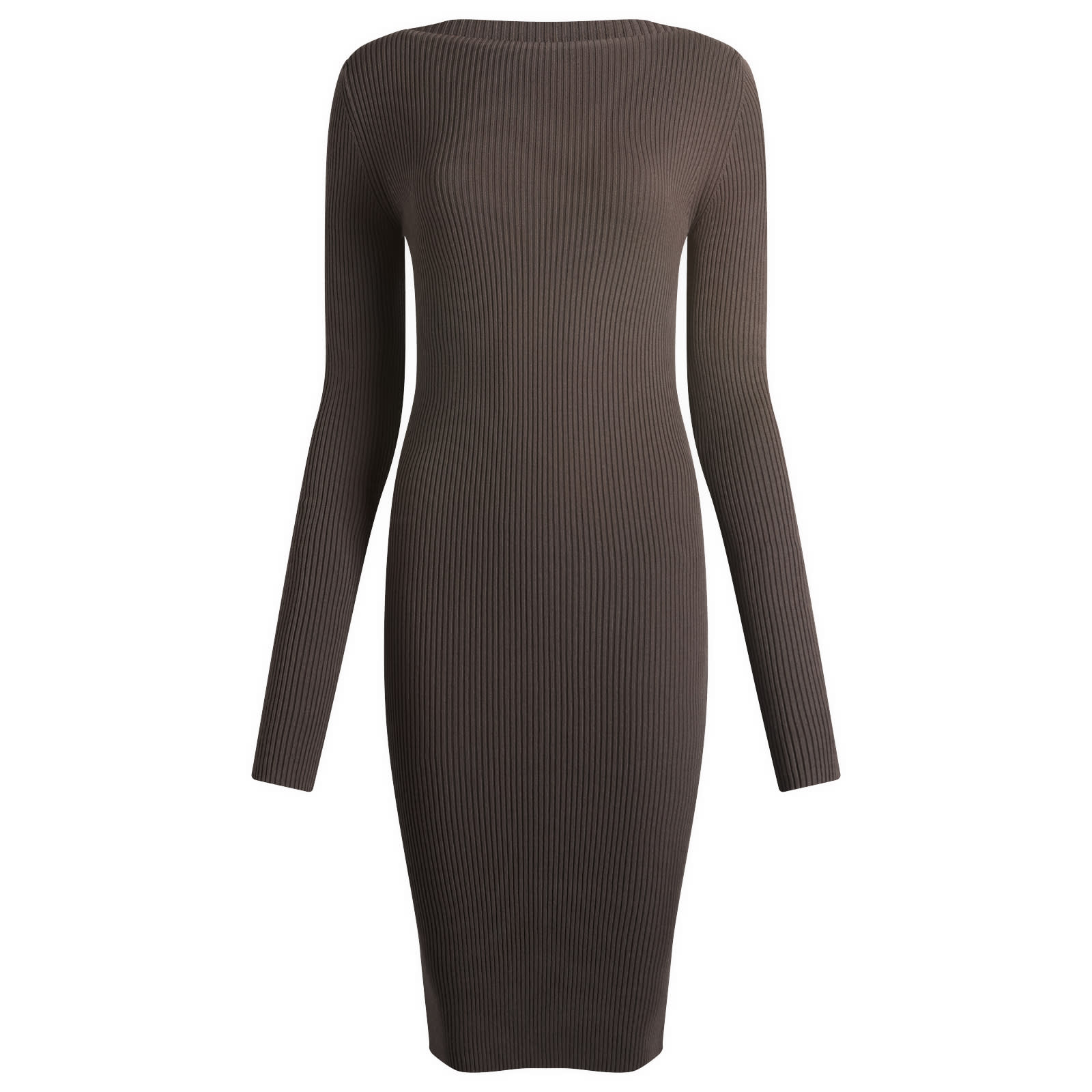 【正規店出品】RICK OWENS WOMEN RP02E4616 RIBVI AL DRESSBLACK Rick Owens AL Long Sleeve Dress Darkdust | END. (US)