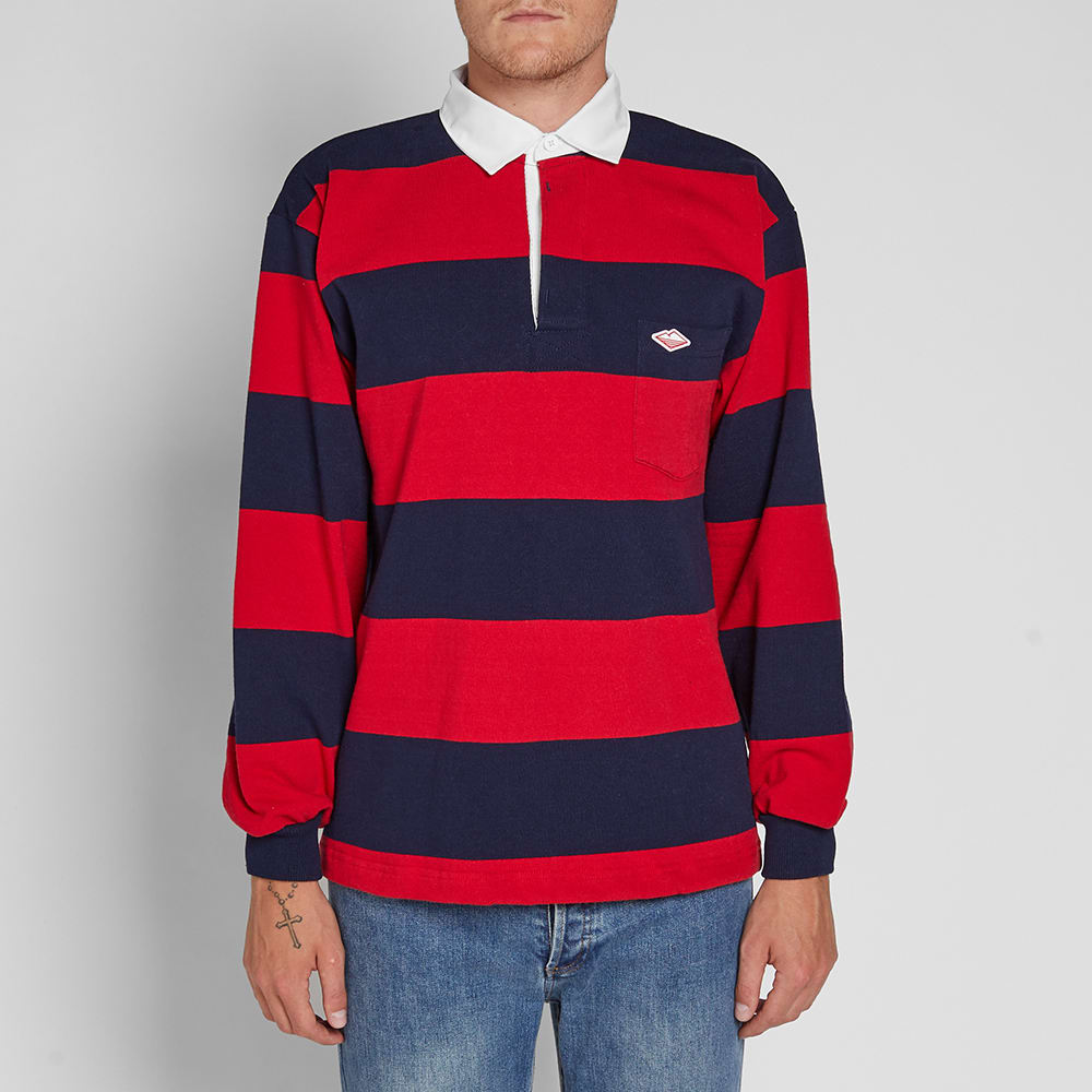 Battenwear Stripe Pocket Rugby Shirt Navy & Dark Red END.