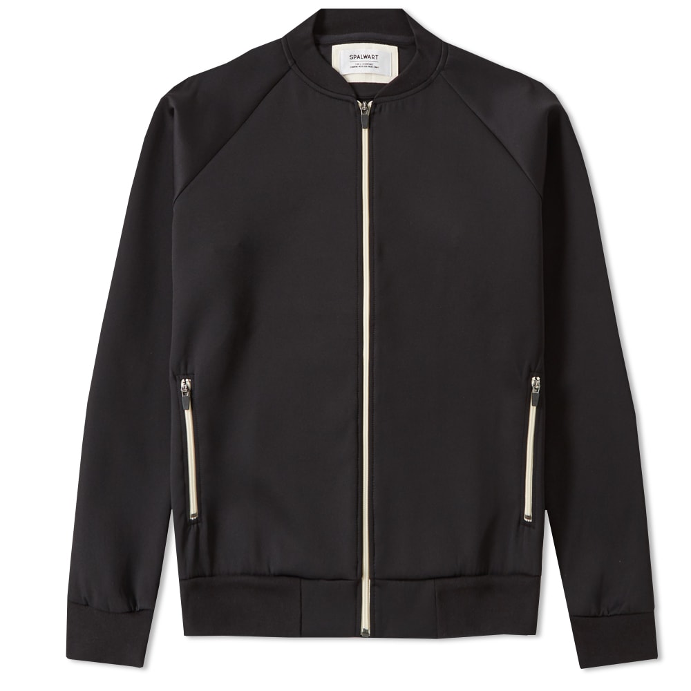 Renowned for crafting an exceptional line of footwear using vintage machinery, Swedish brand Spalwart turn their attention to the realm of apparel. Constructed from a 100% polyester, the incredibly lightweight Team Track Jacket will make a smart and versatile addition to any wardrobe, featuring zipped pockets and enriched with elastane for a supremely sporting aesthetic.

87% Polyester, 13% Elastane
Full Zip Closure
Two Zipped Pockets
Bomber Collar
Made in the EU