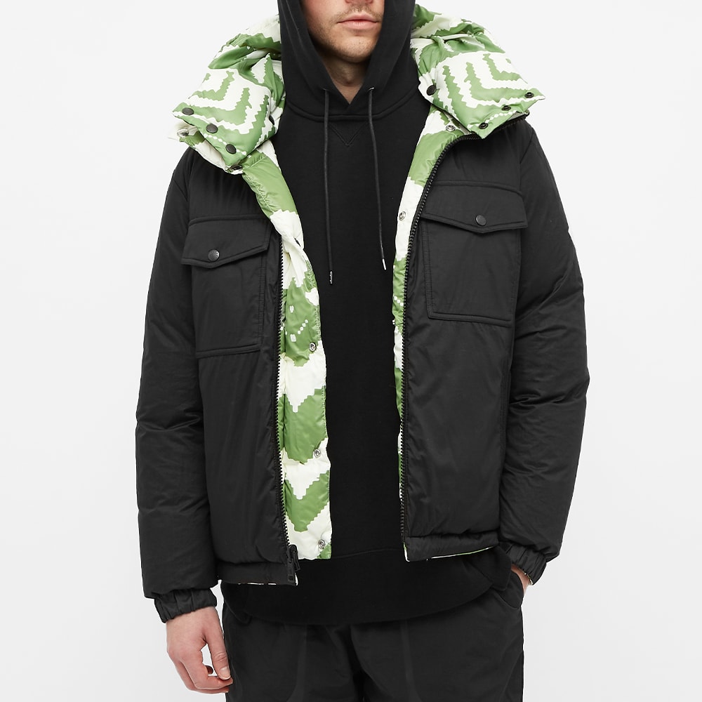 Moncler Men's Genius 2 1952 Kolyma Reversible Printed Down in Green/White/Black, Size Large | END. Clothing