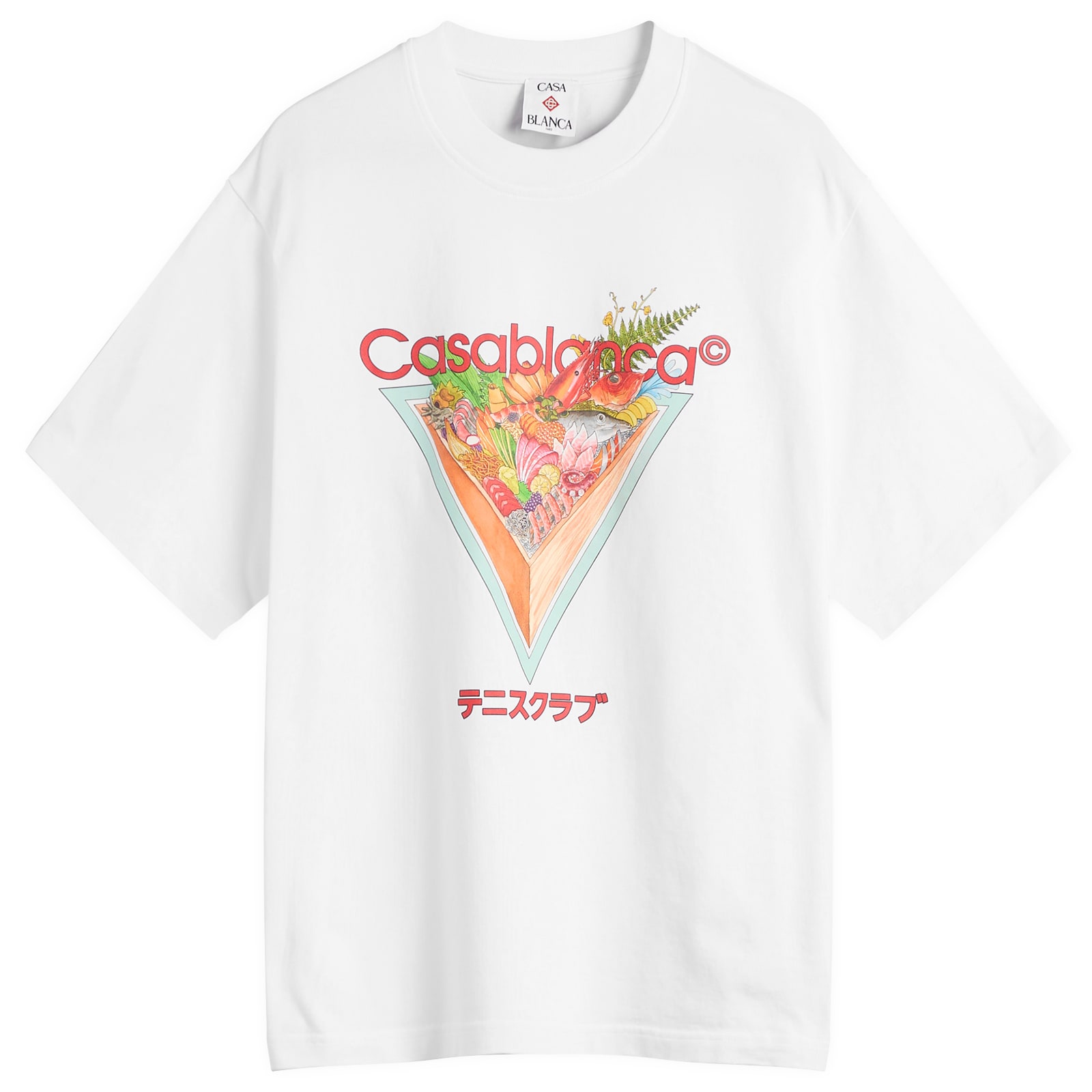 Casablanca Men's Bright Jersey Tennis Club Icon Printed T-Sh in White, Size XX-Large 