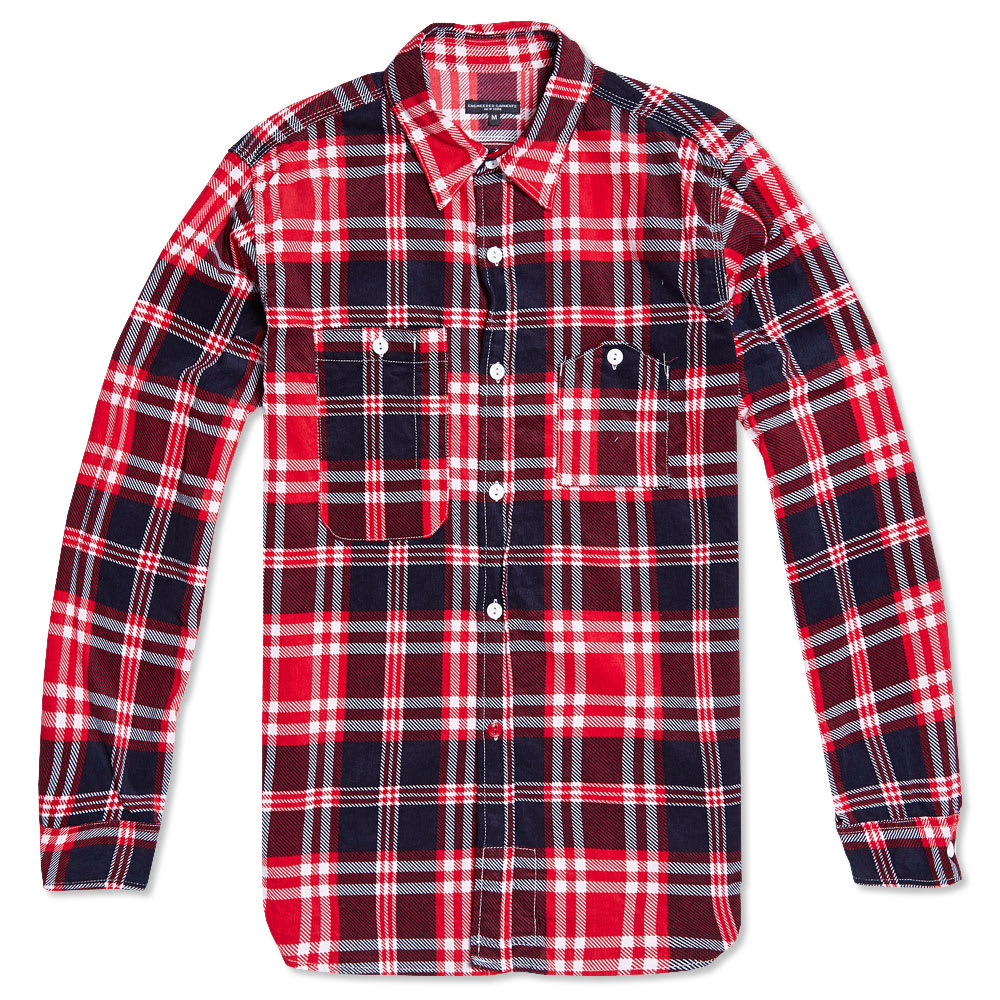 Engineered Garments Work Shirt Red, Navy & White Corduroy