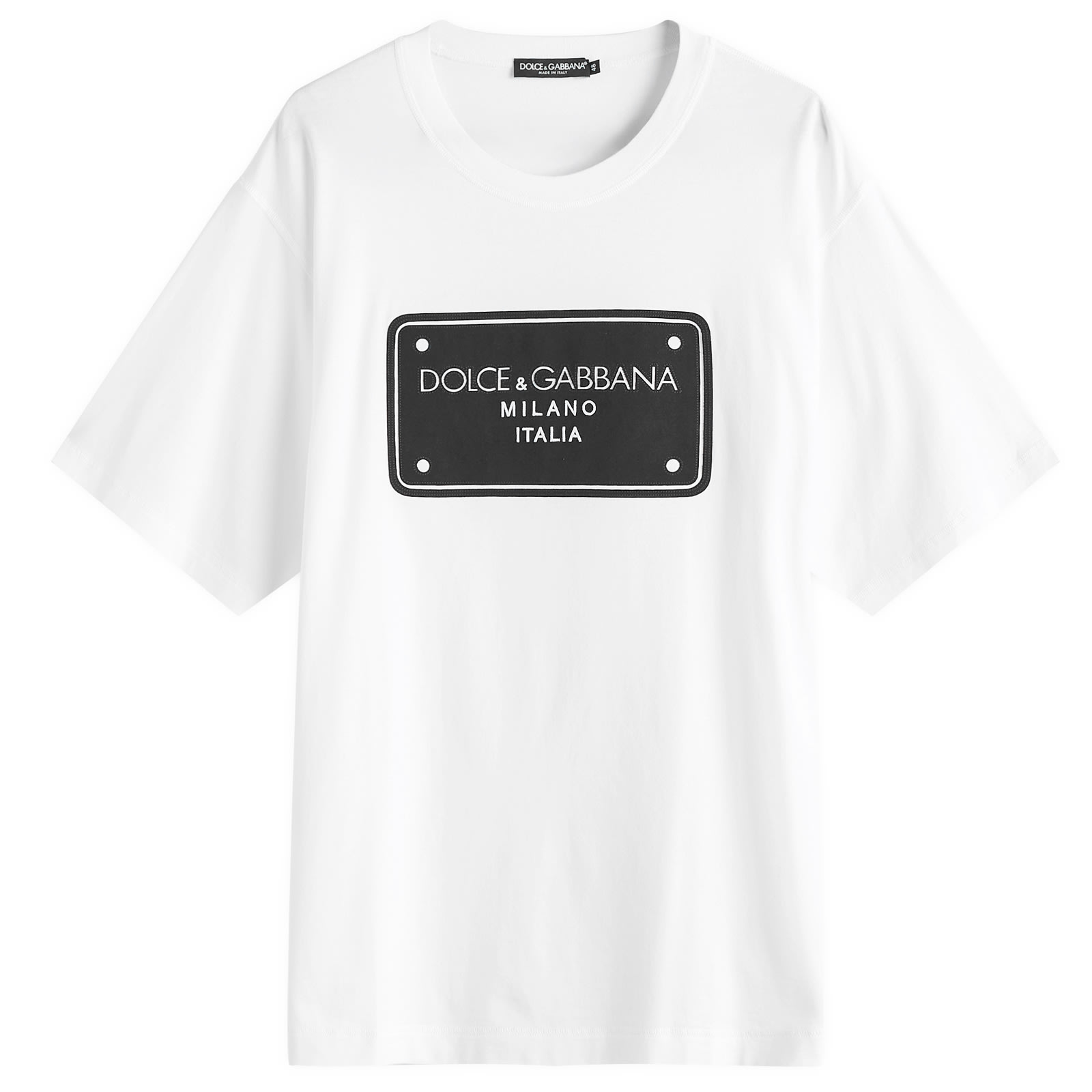 【送関込】Dolce & Gabbana Embroidered Badge Print T-Shirt Cotton T-shirt with embroidery in Multicolor for Men