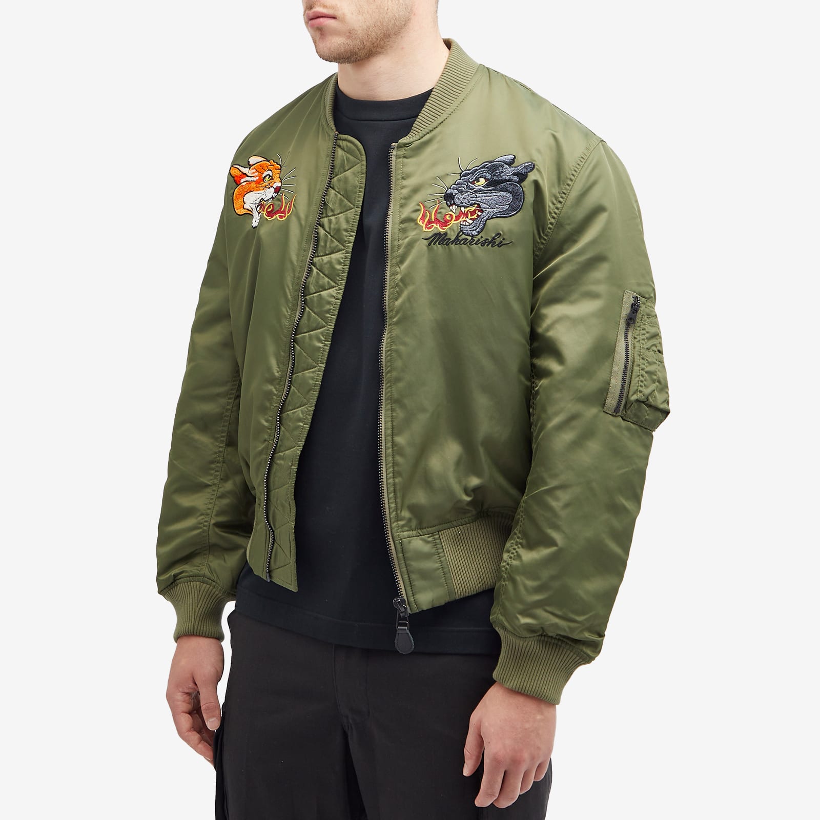 Maharishi Men's Duality Panther MA1 Flight Jacket Olive | 5345-OLV