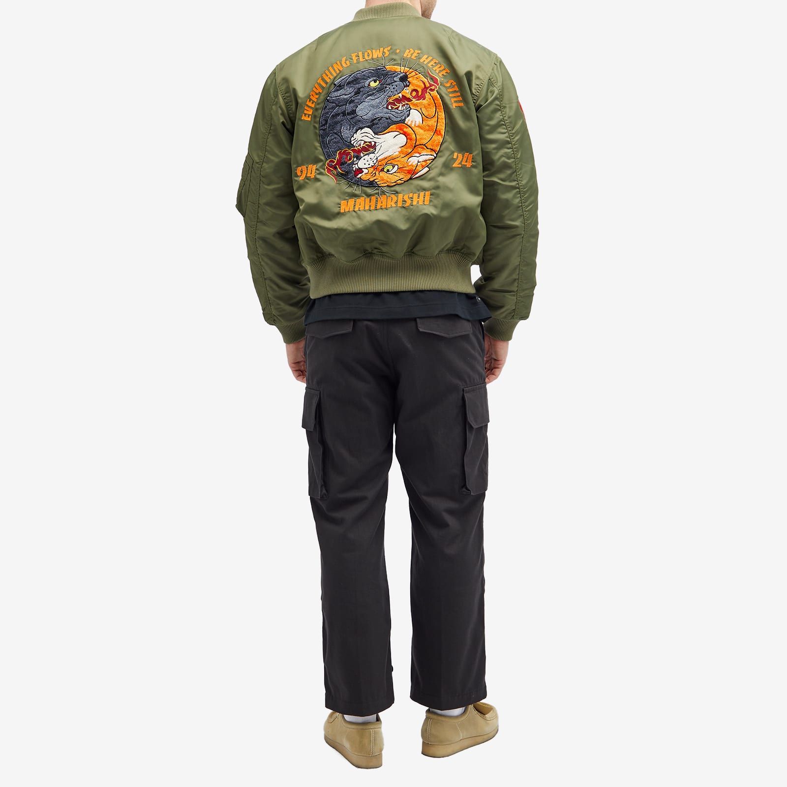 Maharishi Men's Duality Panther MA1 Flight Jacket Olive | 5345-OLV
