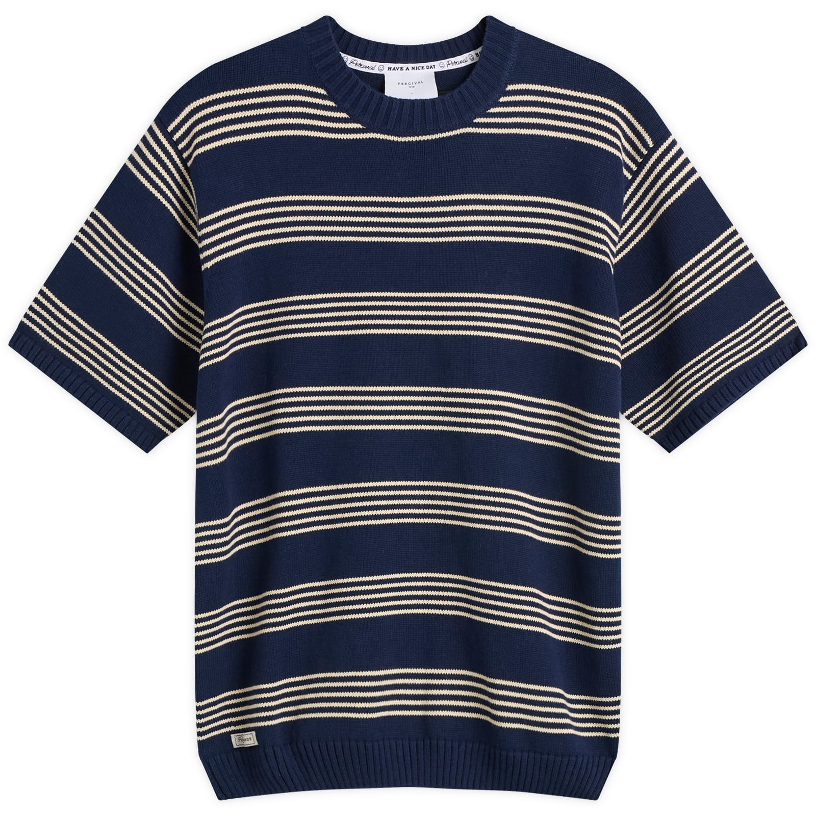 Percival Men’s Fiction Striped Knitted T-Shirt Navy
