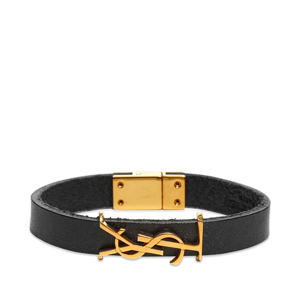 Saint Lau Ysl Leather Bracelet Black Gold End Saint Lau Ysl Leather Bracelet