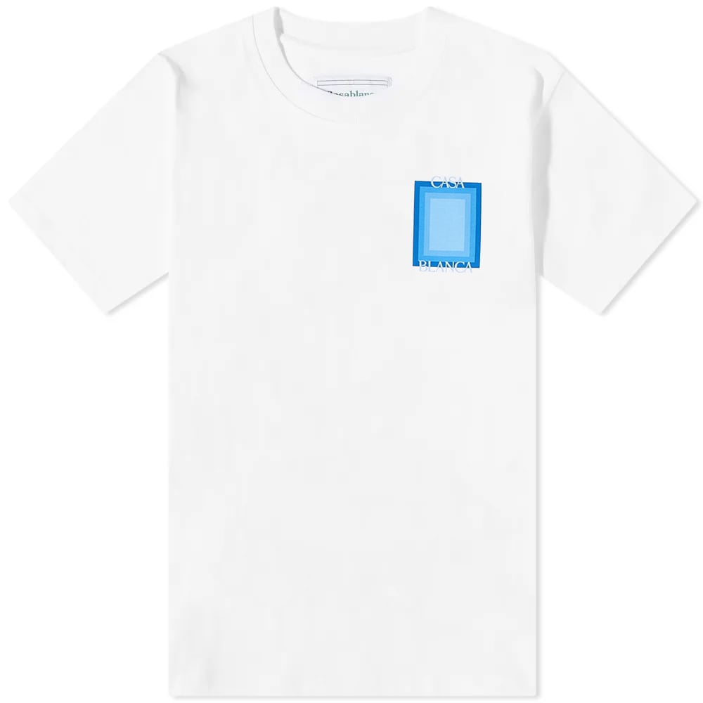 [CASABLANCA]サンセットバレープリント Tシャツ Casablanca Men's Logo Degrade T-Shirt in White Casablanca