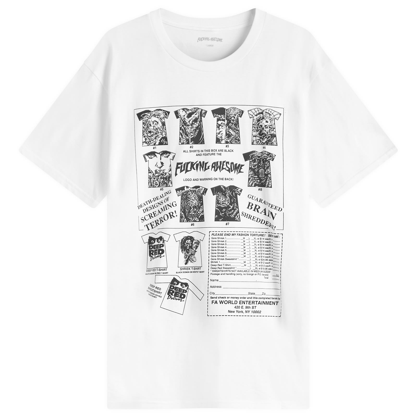 【FUCKING AWESOME】 GORE SHRIEK TEE WHITE Fucking Awesome Gore Shriek T-Shirt White | END. (US)