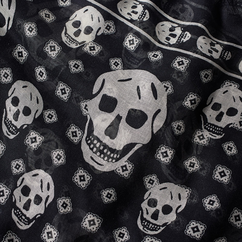 Alexander McQueen Silk Skull Paisley Scarf Black & Ivory | END. (US)