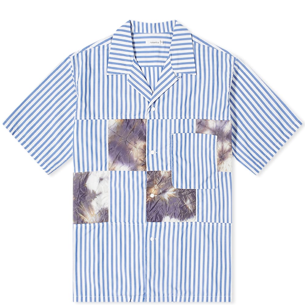 Nanamica Open Collar Patchwork Stripe Shirt Navy | END. (AR)