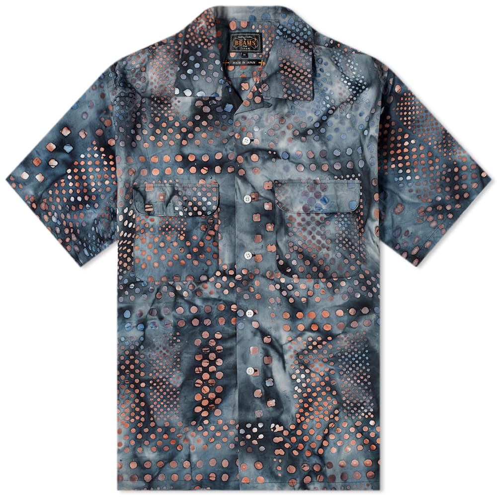 Beams Plus Short Sleeve Open Collar Batik Print Shirt Black END. (US)