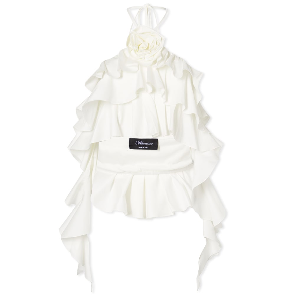 Blumarine Ruffle Rose Top Bianco Naturale END. (US)