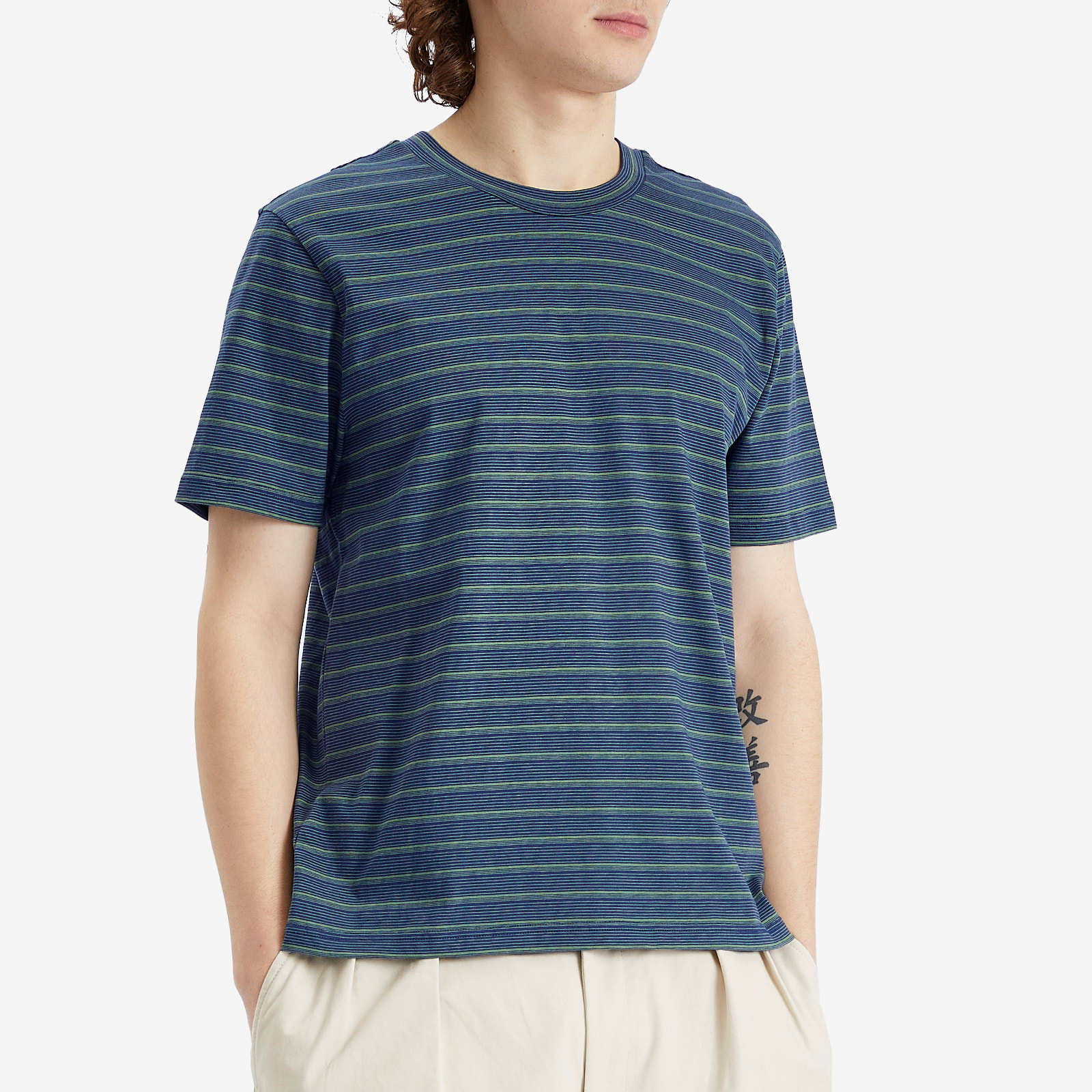 A.P.C. Men's Aymeric Stripe T-Shirt Dark Navy - Curated Menswear