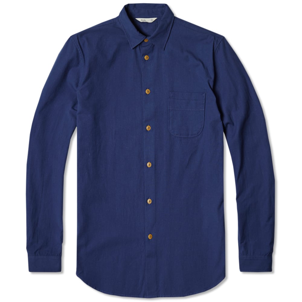 Folk Shoulder Patch Shirt Sea Blue | END. Folk Shoulder Patch Shirt in Blue for