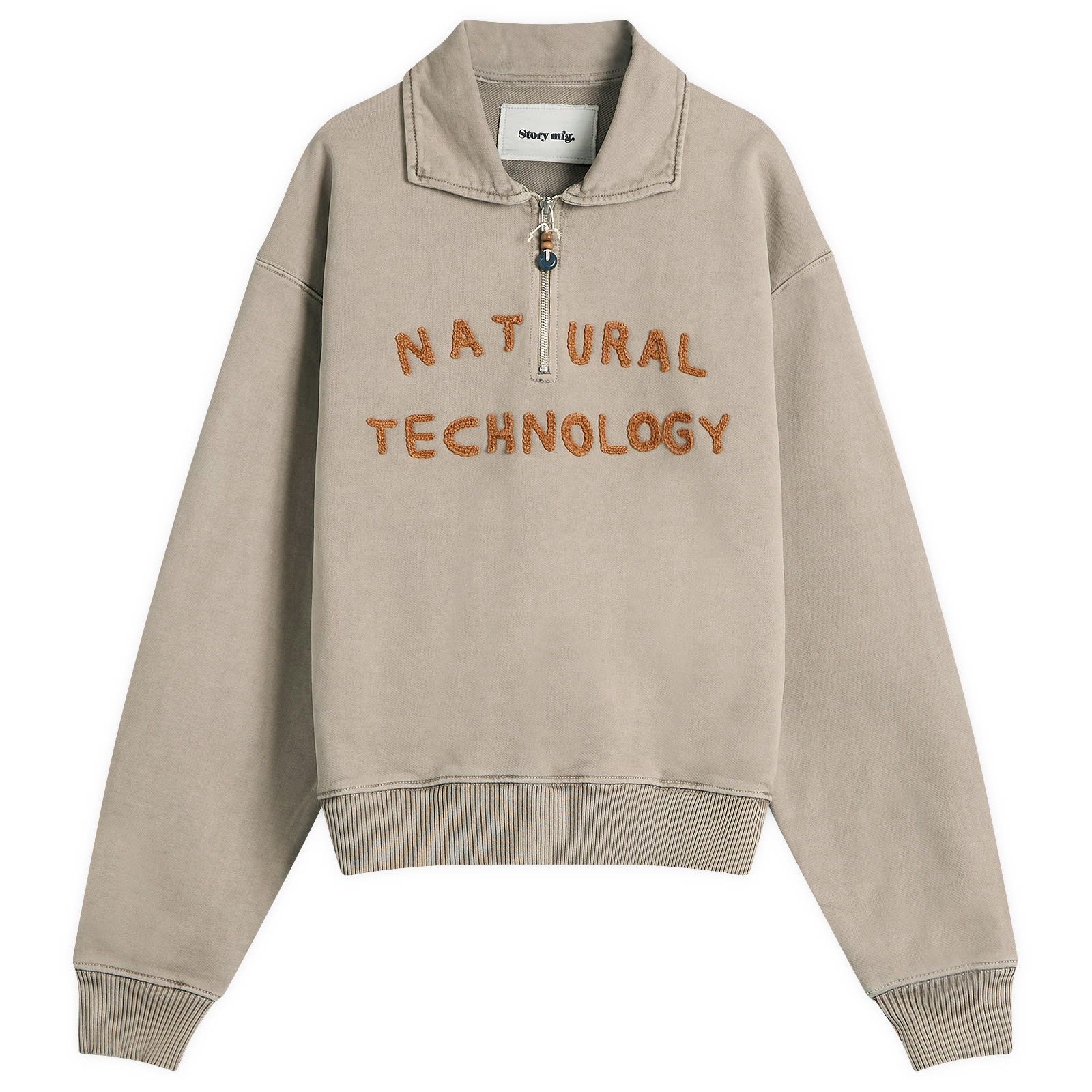 Story mfg. Men's Geo Quarter Zip Pullover Sweat Oak - Curated Menswear