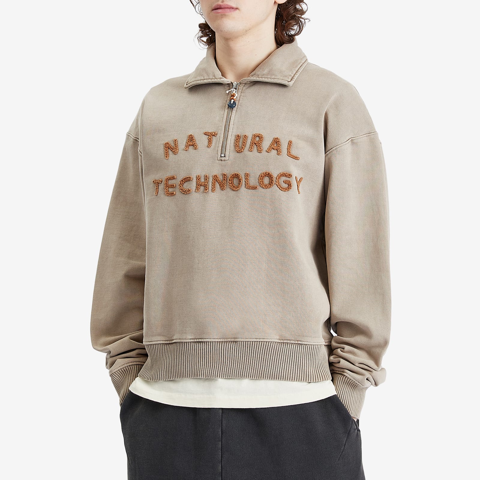 Story mfg. Men's Geo Quarter Zip Pullover Sweat Oak - Curated Menswear
