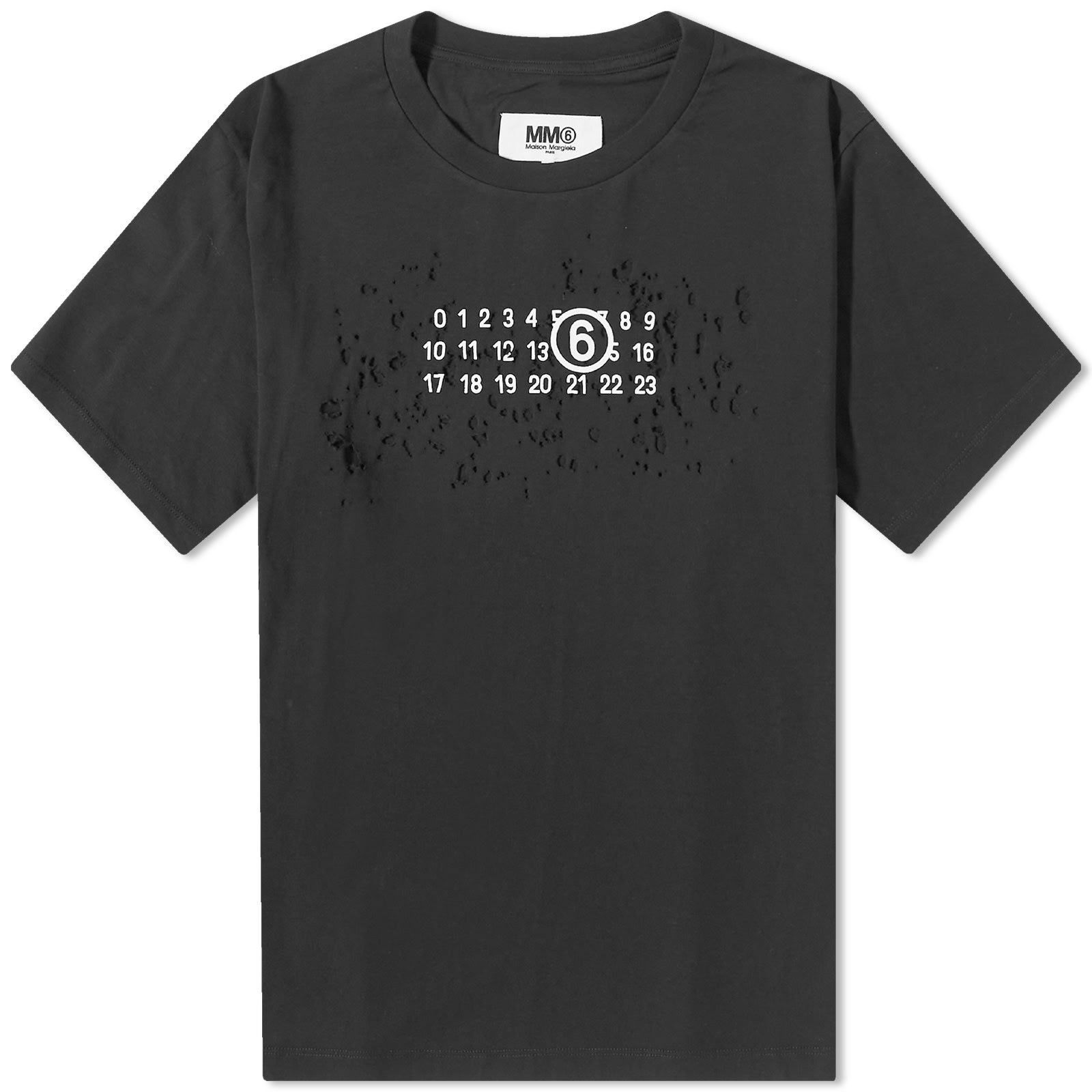 MM6 Maison Margiela Destroyed Logo T-Shirt Black | END. (US)