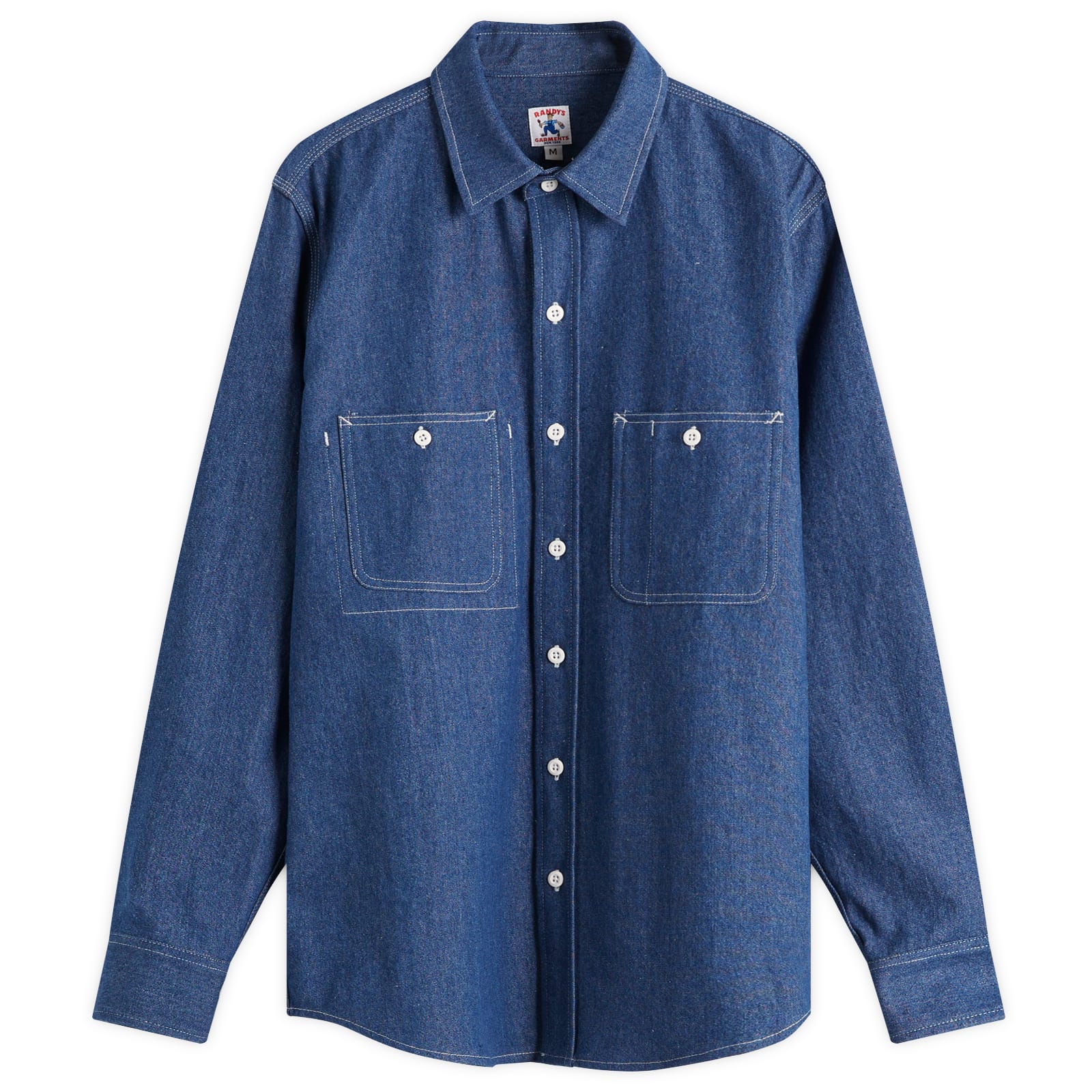 Randy's Garments — Randy's Garments Men's 3 Pocket Work Shirt - Presented by END. in Double Washed Denim, Size Medium