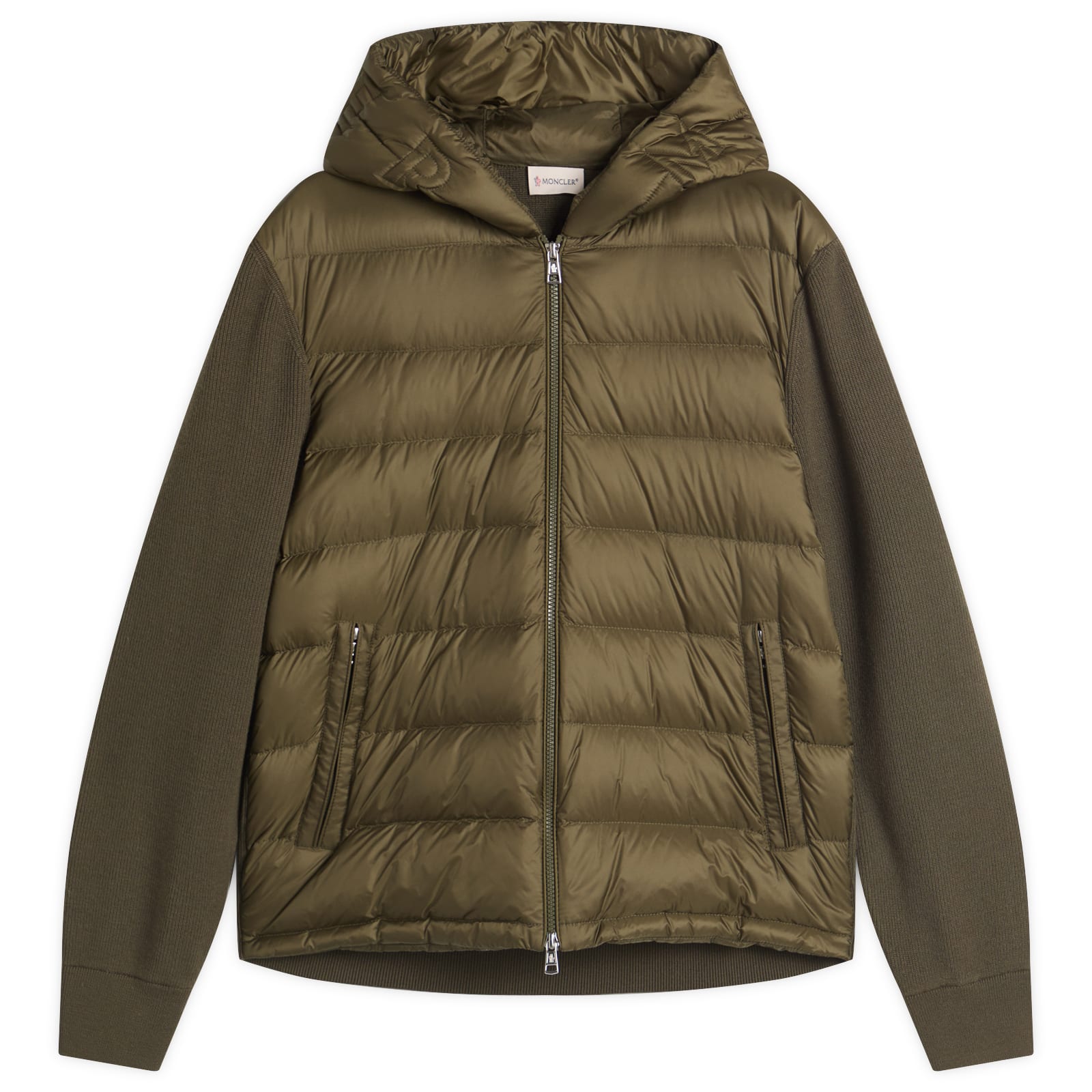 Moncler Men's Green Hybrid Zip Through Hooded Jacket