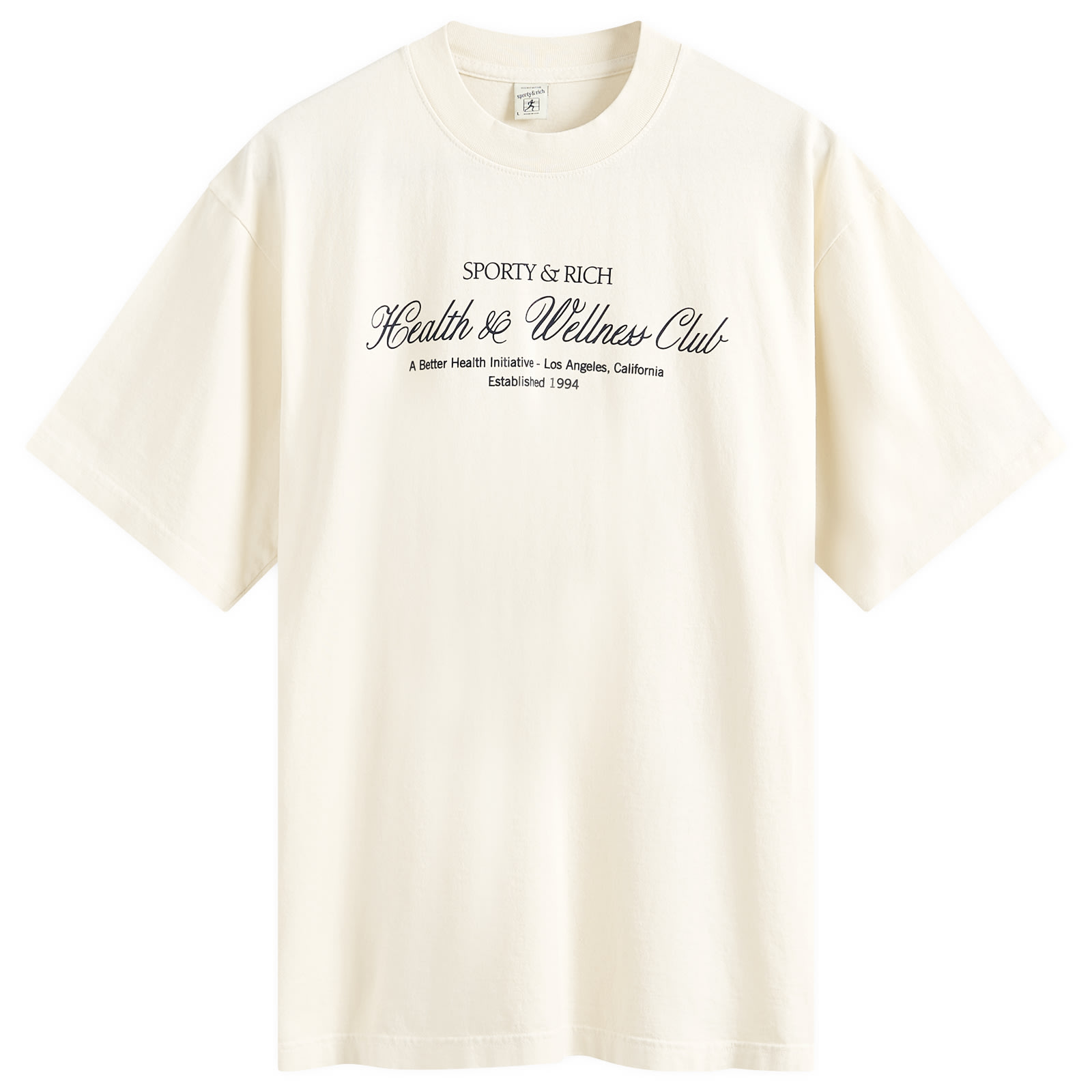Sporty&Rich｜ (H&W Club T-Shirt - Cream/Navy (TO042S412H H&W Crest T-Shirt - Cream/Navy – Sporty & Rich