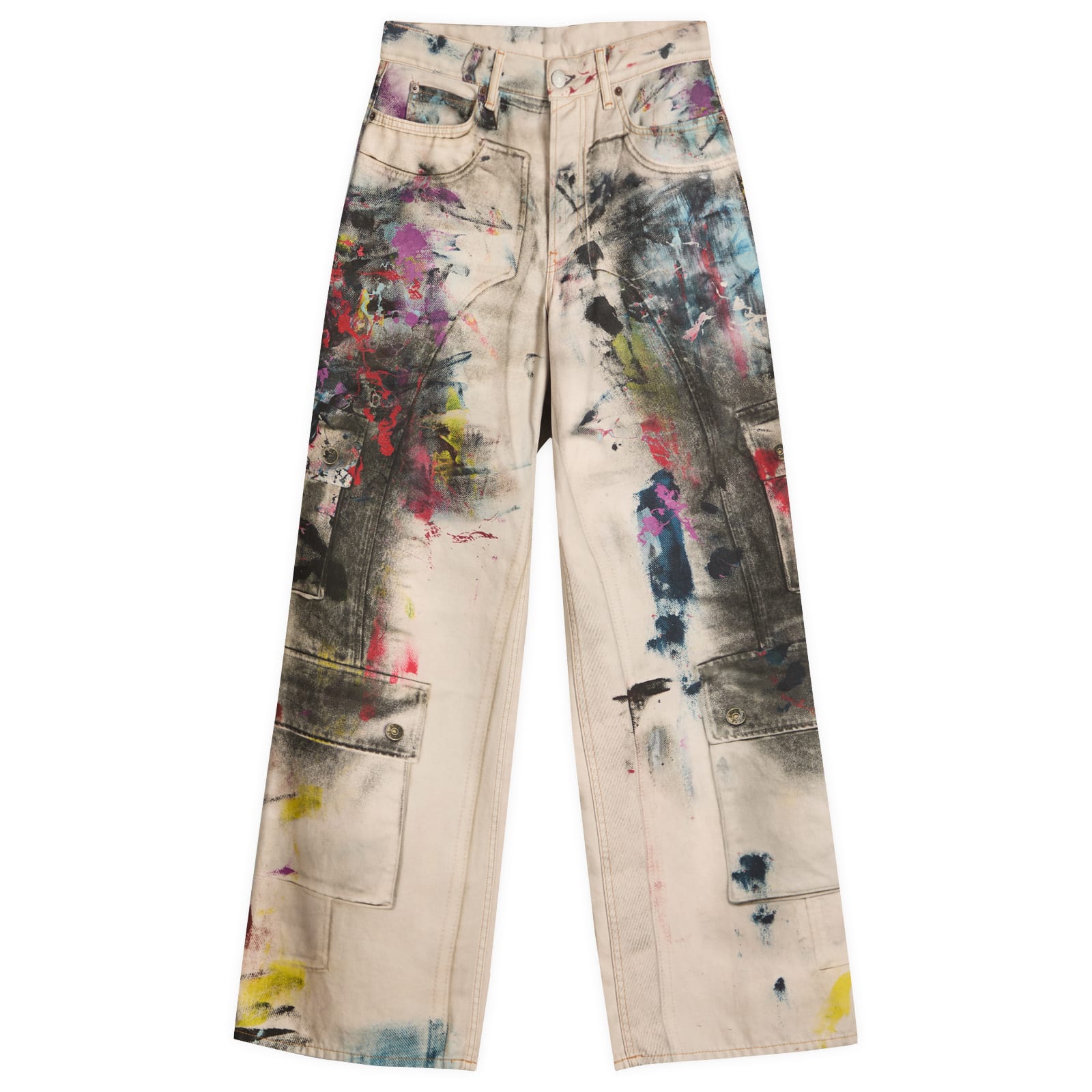 Acne Studios 1981 U Painter Printed Decorator Jeans White