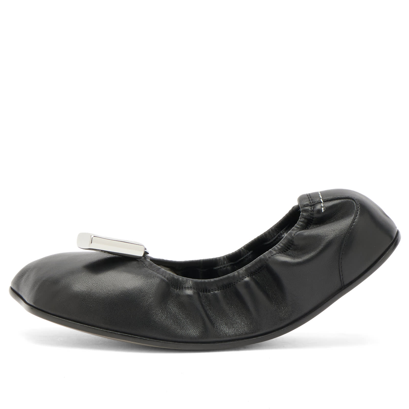 MM6 Maison Margiela Women's Folded Ballet Shoes in Black, Size EU 39