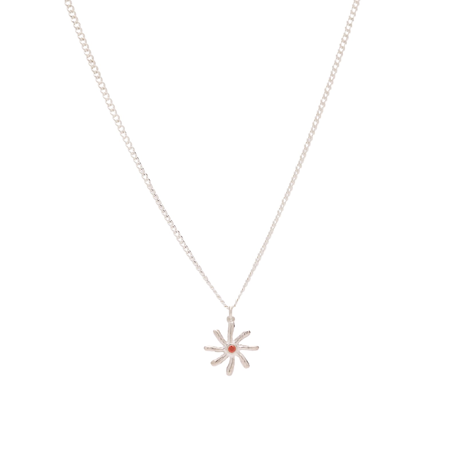 Maple Men’s Rhythm Star Chain Necklace Silver/Orange Zircon