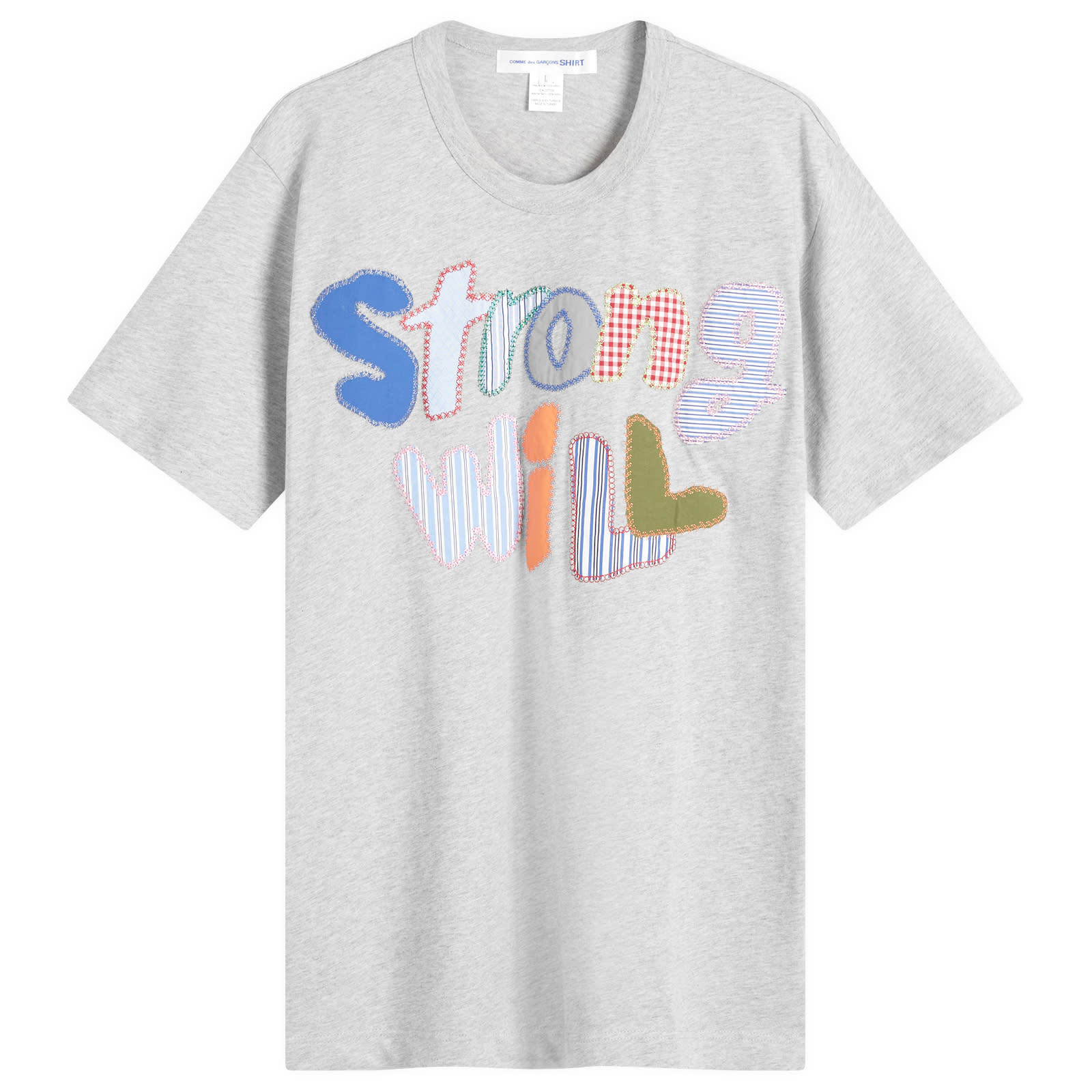 ★COMME des GARCONS SHIRT★ Strong Will Patchwork T-Shirt Comme des Garçons SHIRT Strong Will Patchwork T-Shirt Grey