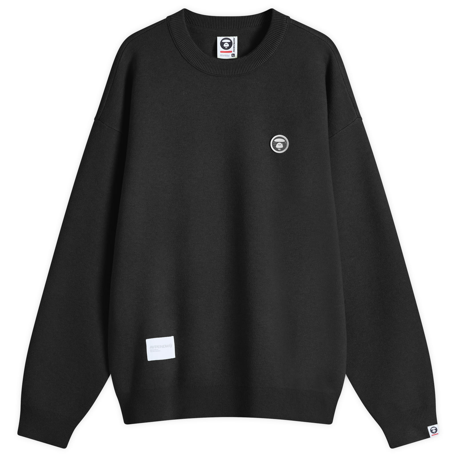 AAPE Now Camo Badge Knit Sweater Black - Curated Menswear