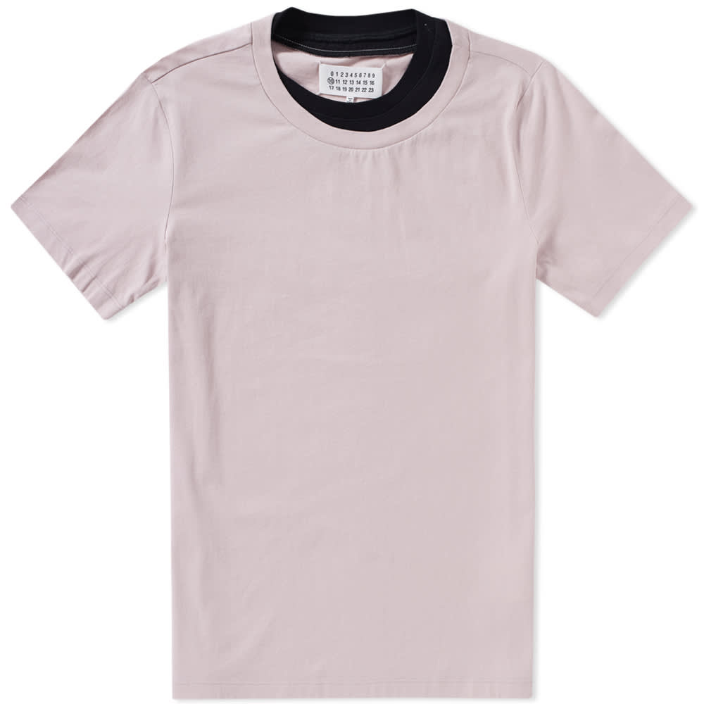 Maison Margiela 10 Double Layered Neck Tee (Dusty Pink & Black)