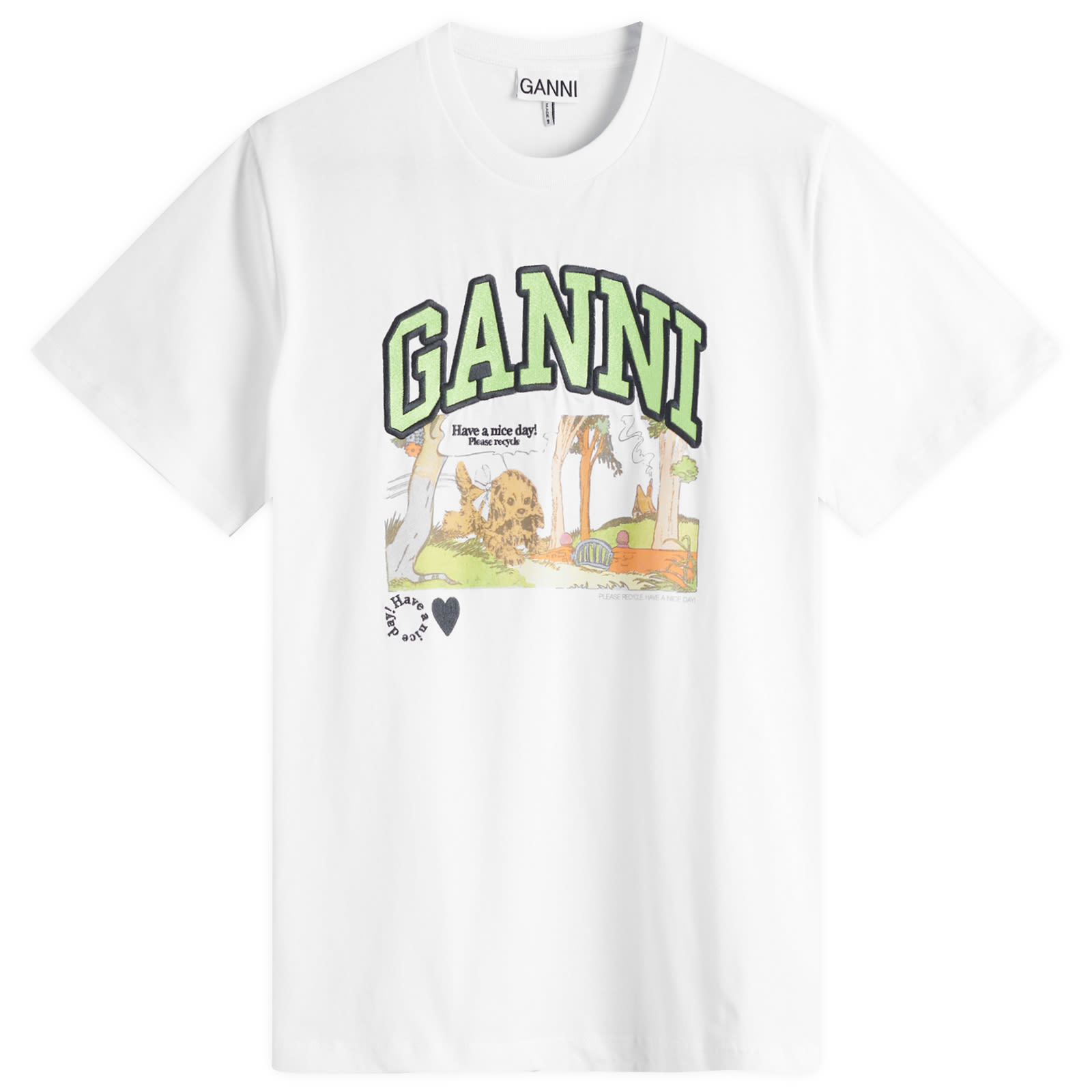Tシャツ・カットソー GANNI Poppy C Relaxed T-Shirt GANNI Poppy C Relaxed T-Shirt Bright White | END. (US)