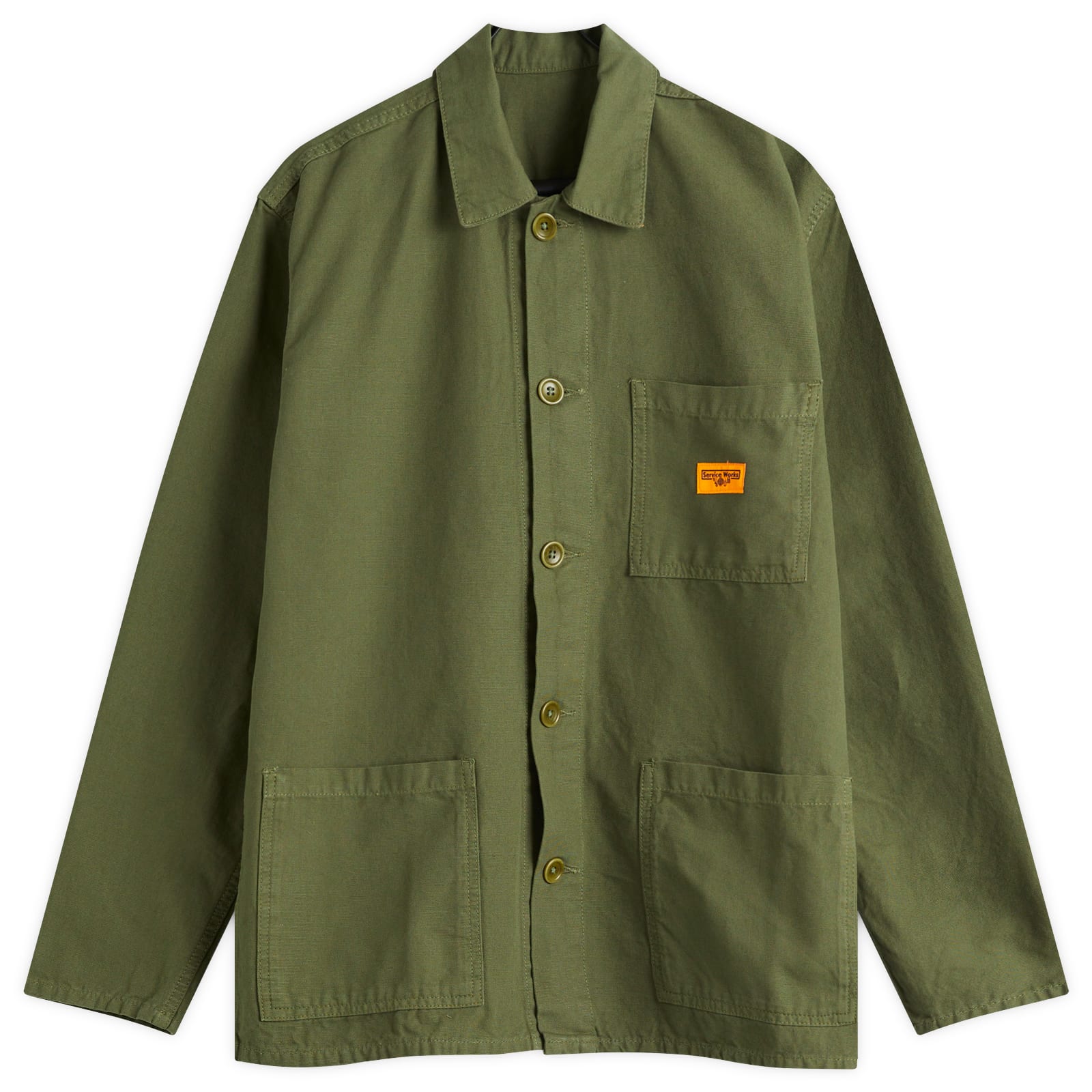 Service Works Men's Olive Canvas Chore Shirt Medium