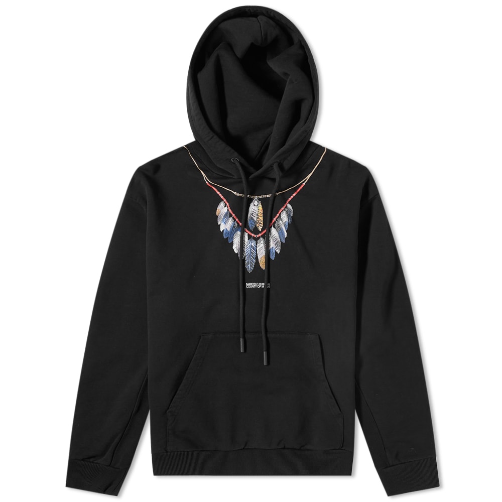 Marcelo Burlon Dbl Chain Feathers Oversized Hoodie Black & Blue | END. (HK)