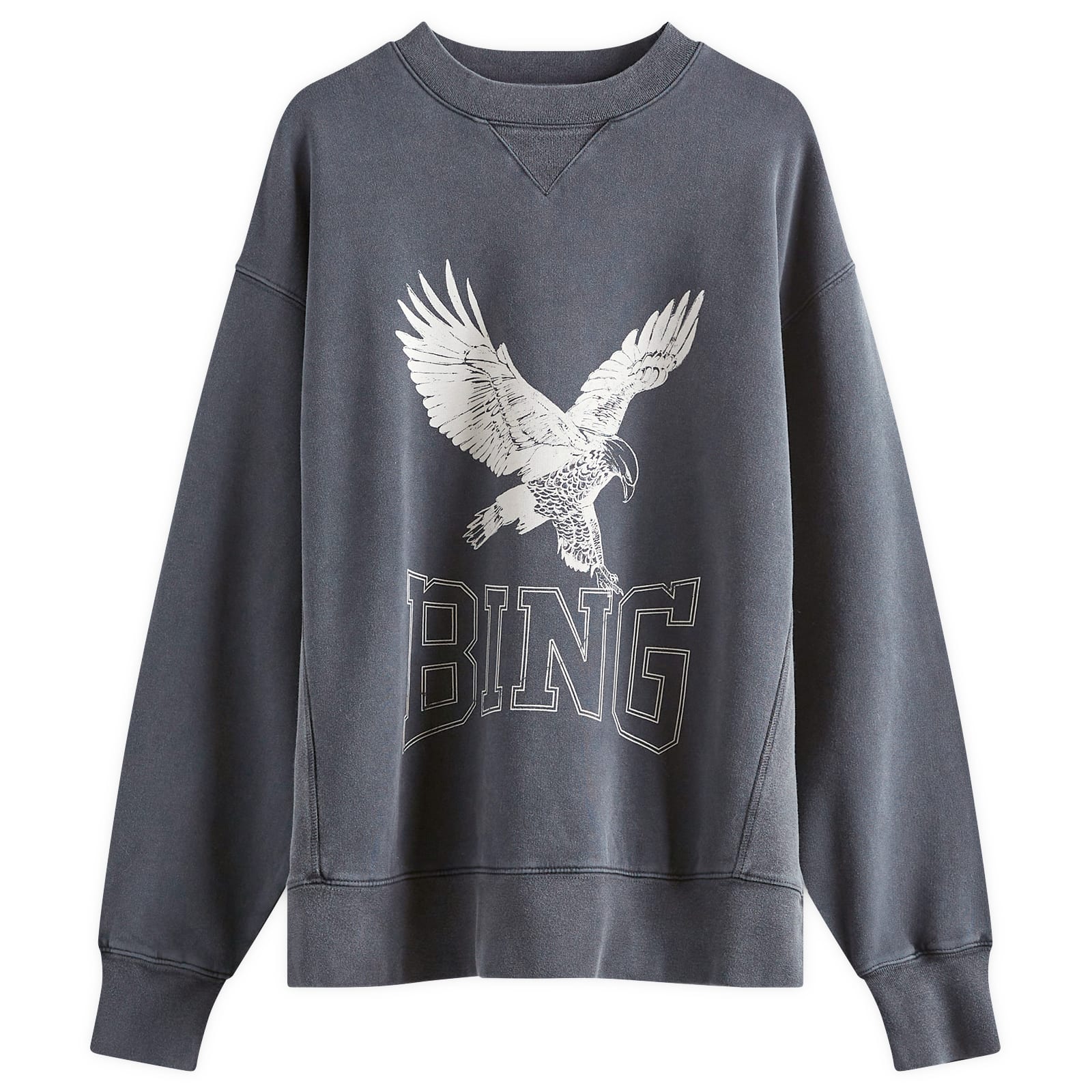 ANINE BING/アニービン　スウェット　イーグル ANINE BING Alec Hoodie White Eagle in Washed Black | REVOLVE