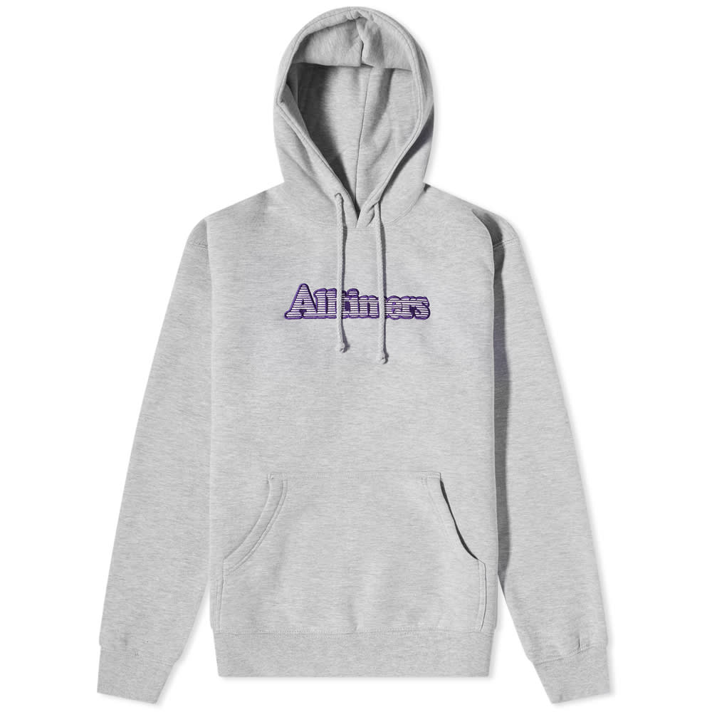 【ALLTIMERS】 MINI BROADWAY EMBROIDERED HOODY Grey Alltimers Men's Mini Broadway Embroidered Hoody in Heather
