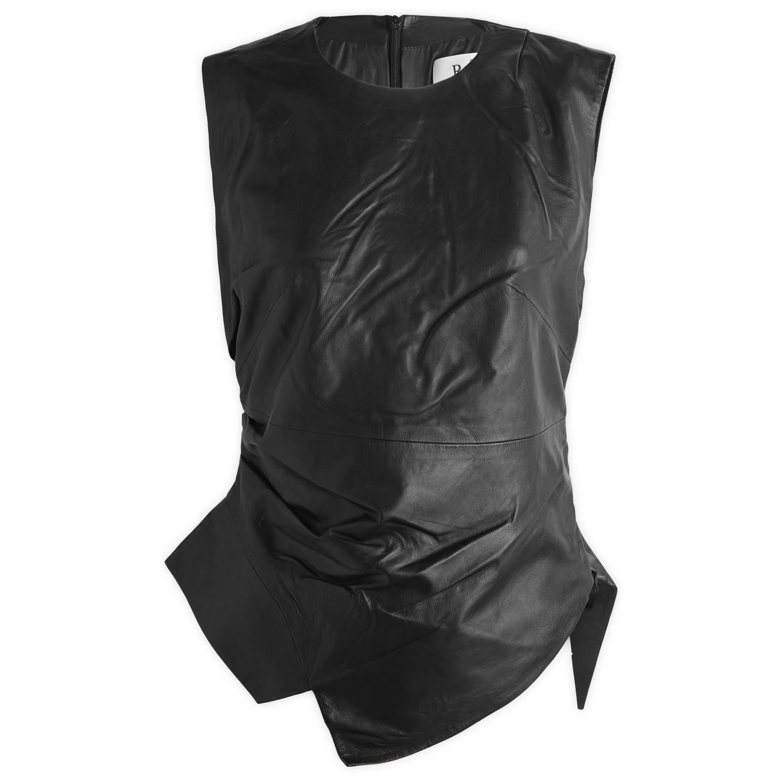 Róhe Women's Black Sleeveless Draped Leather Top