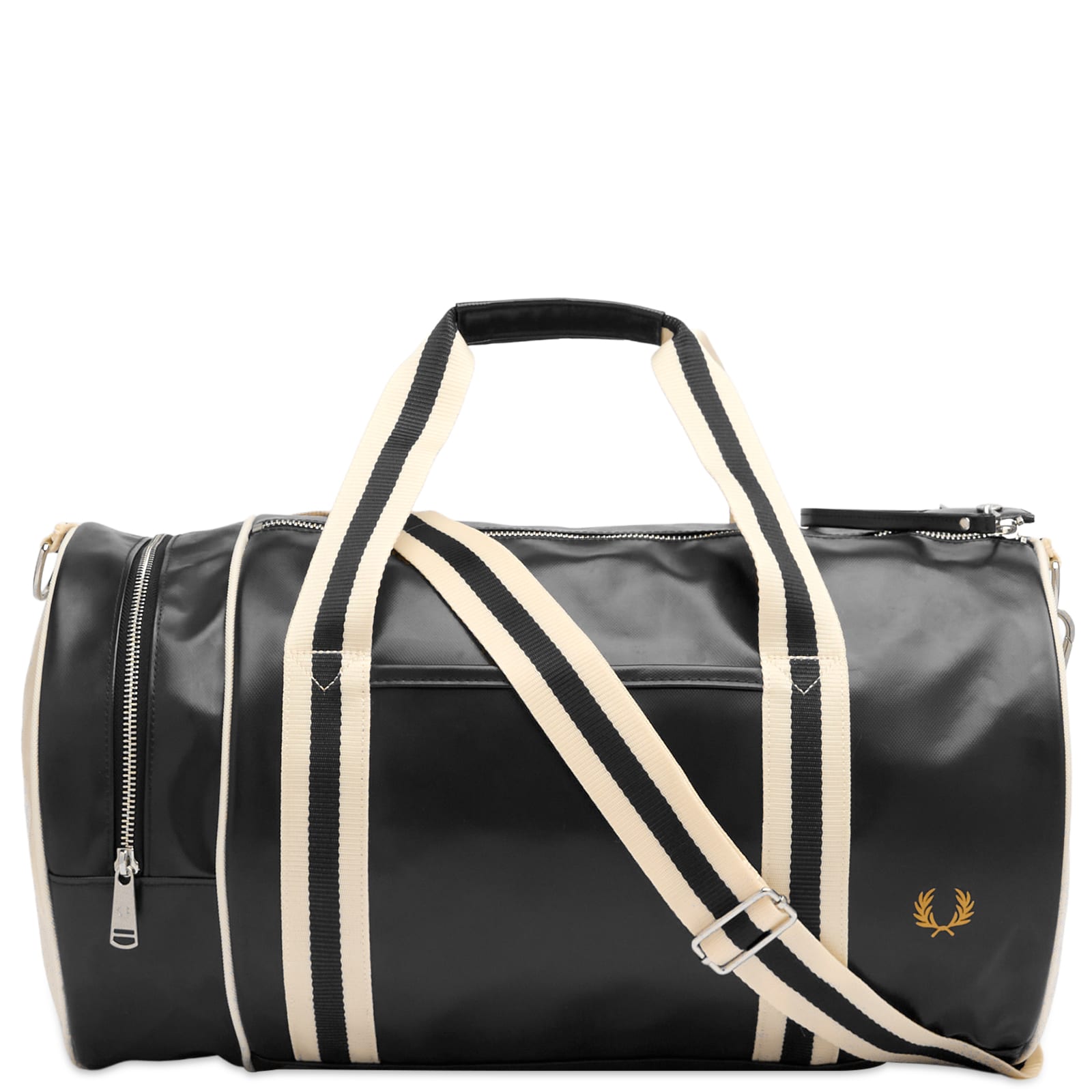 Fred Perry Men's Black/Ecru Classic Barrel Bag