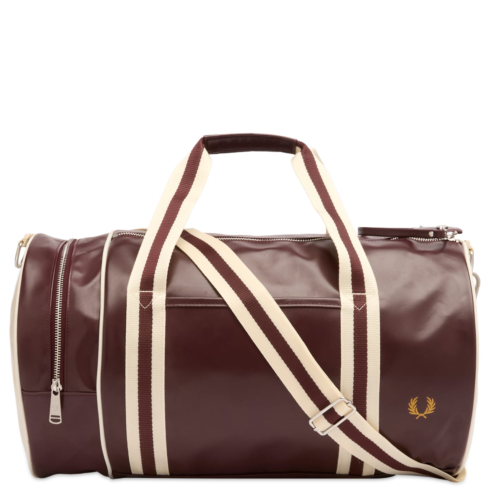 Fred Perry Men's Oxblood/Ecru Classic Barrel Bag