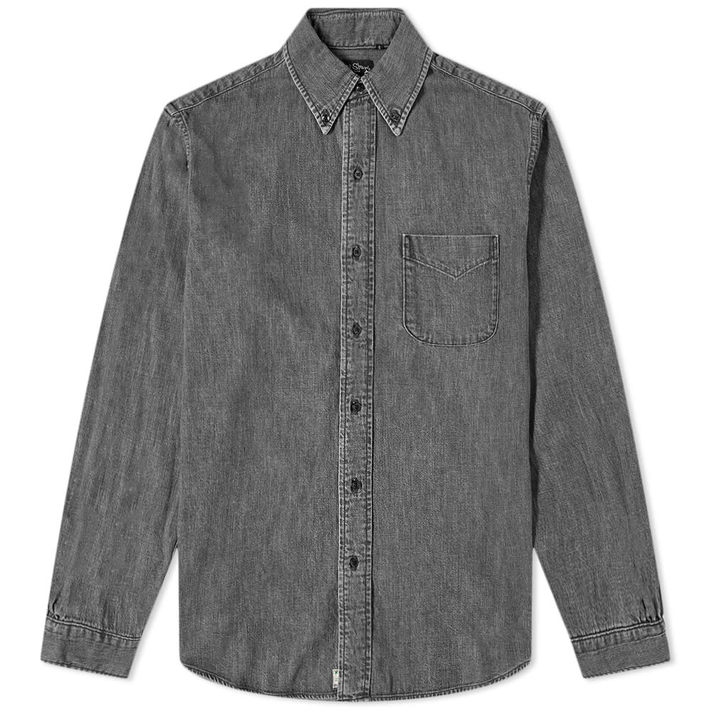 orSlow Denim Button Down Shirt Black Denim END.