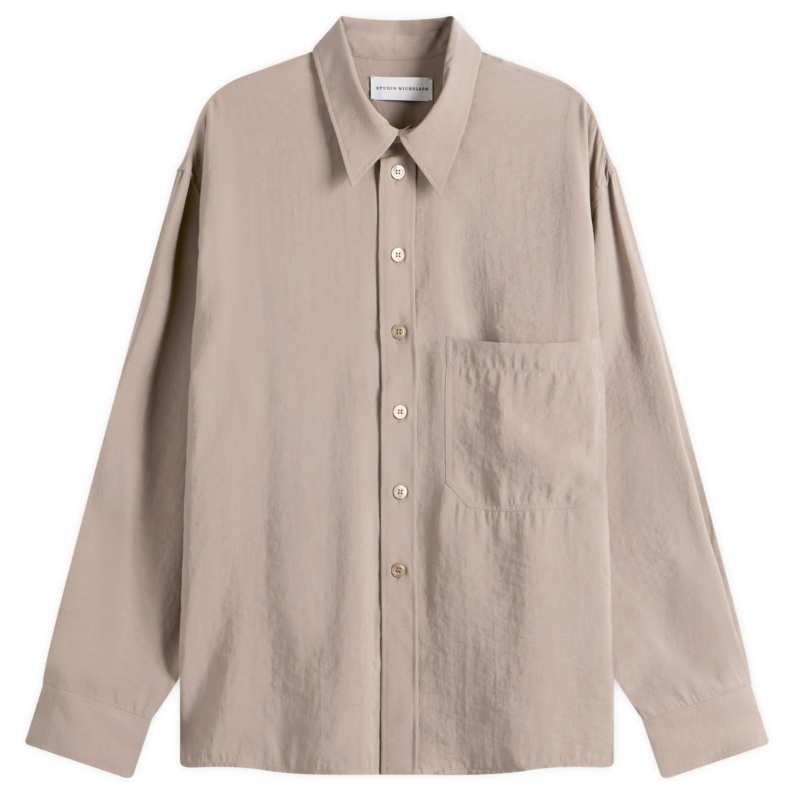 Studio Nicholson Men’s Emper Oversized Patch Pocket Shirt Taupe