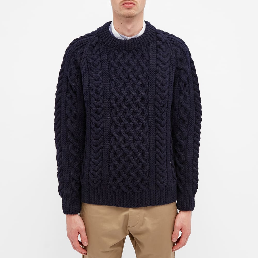 Inverallan Men's 1A Cable Crew in Navy, Size Medium | END. Clothing