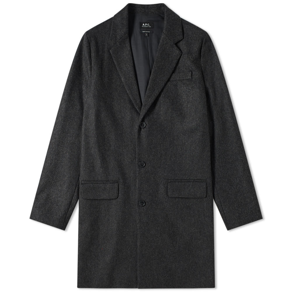 A.P.C. Majordome Wool Chesterfield Coat Anthracite Marl | END.