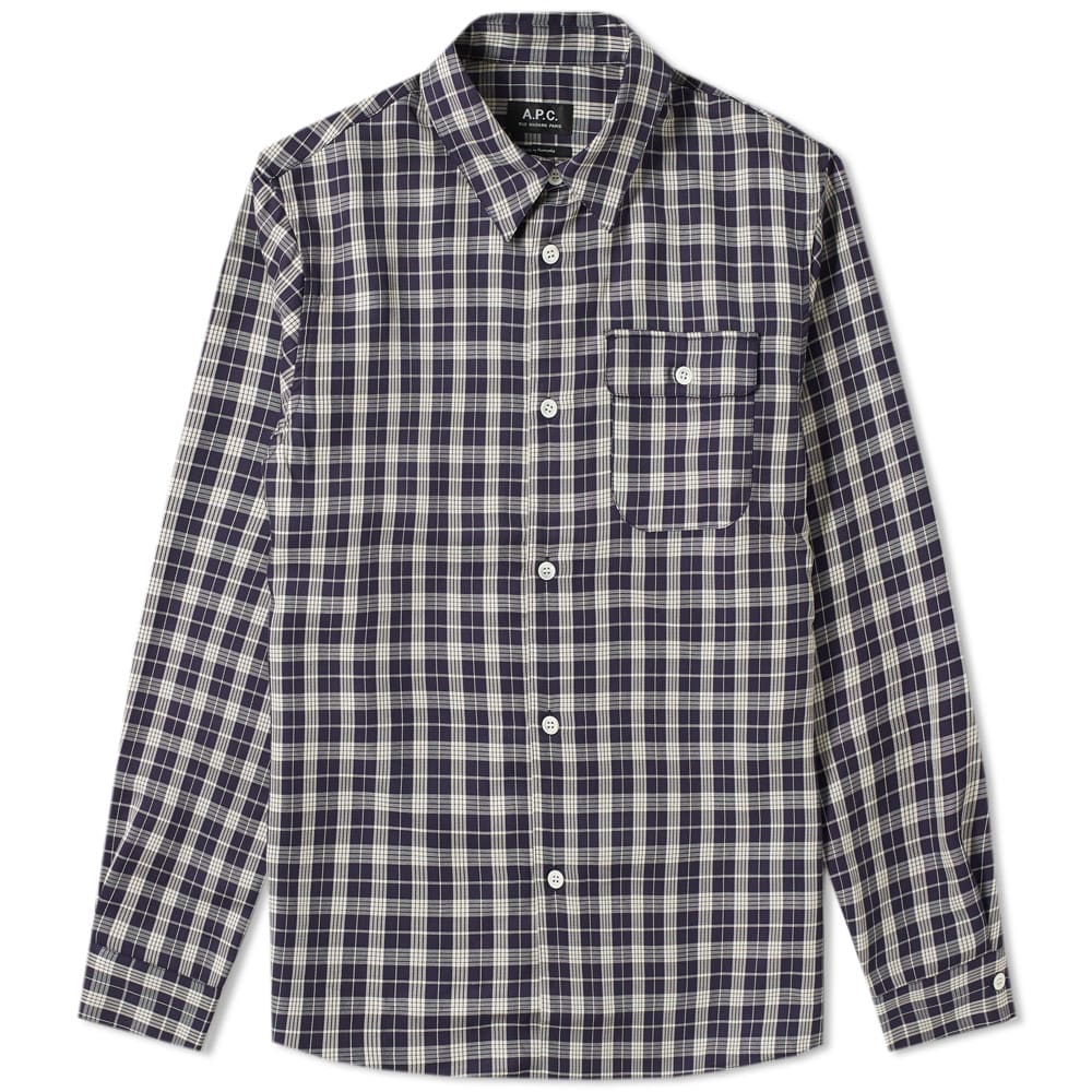 A.P.C. Sterling Check Overshirt Dark Navy | END. (UK)